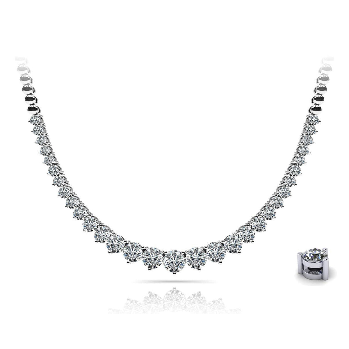 Graduated Shiny Link Diamond Necklace