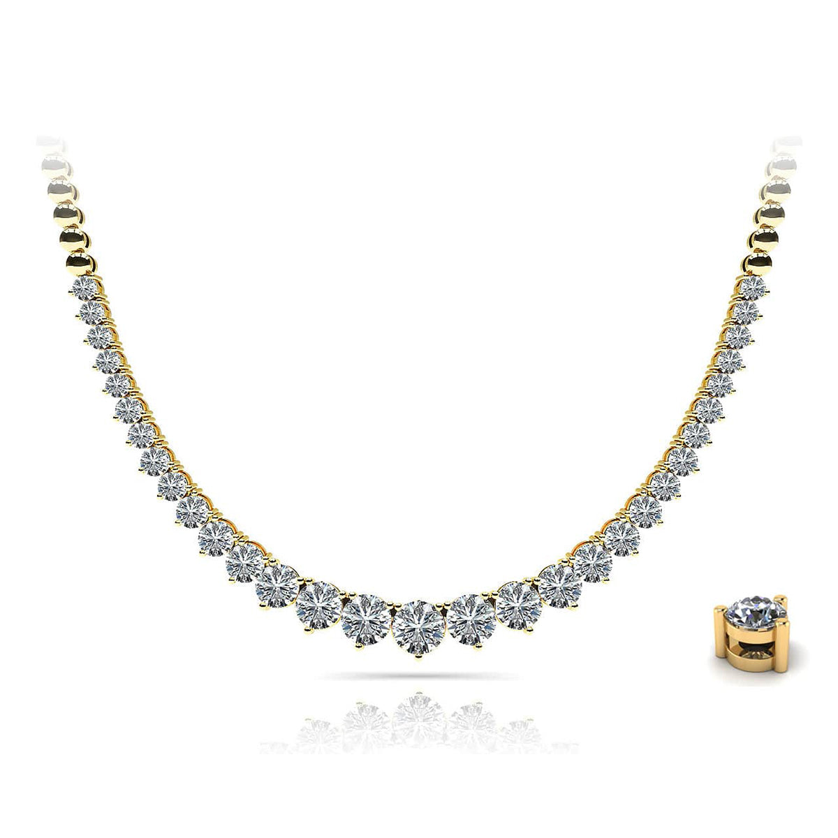 Graduated Shiny Link Diamond Necklace