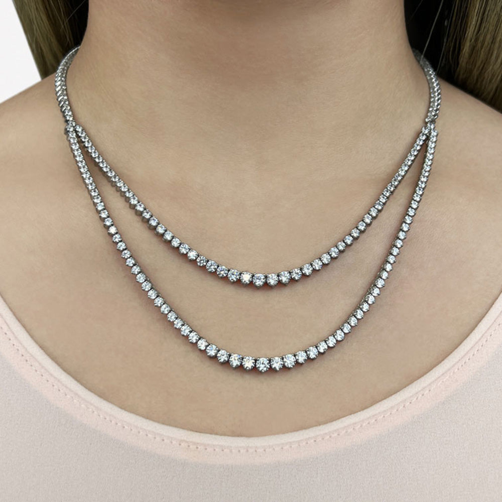 3 Prong Double Strand Graduated Diamond Necklace
