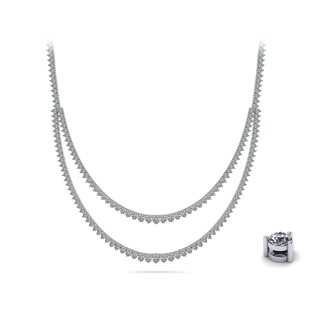 3 Prong Double Strand Graduated Diamond Necklace
