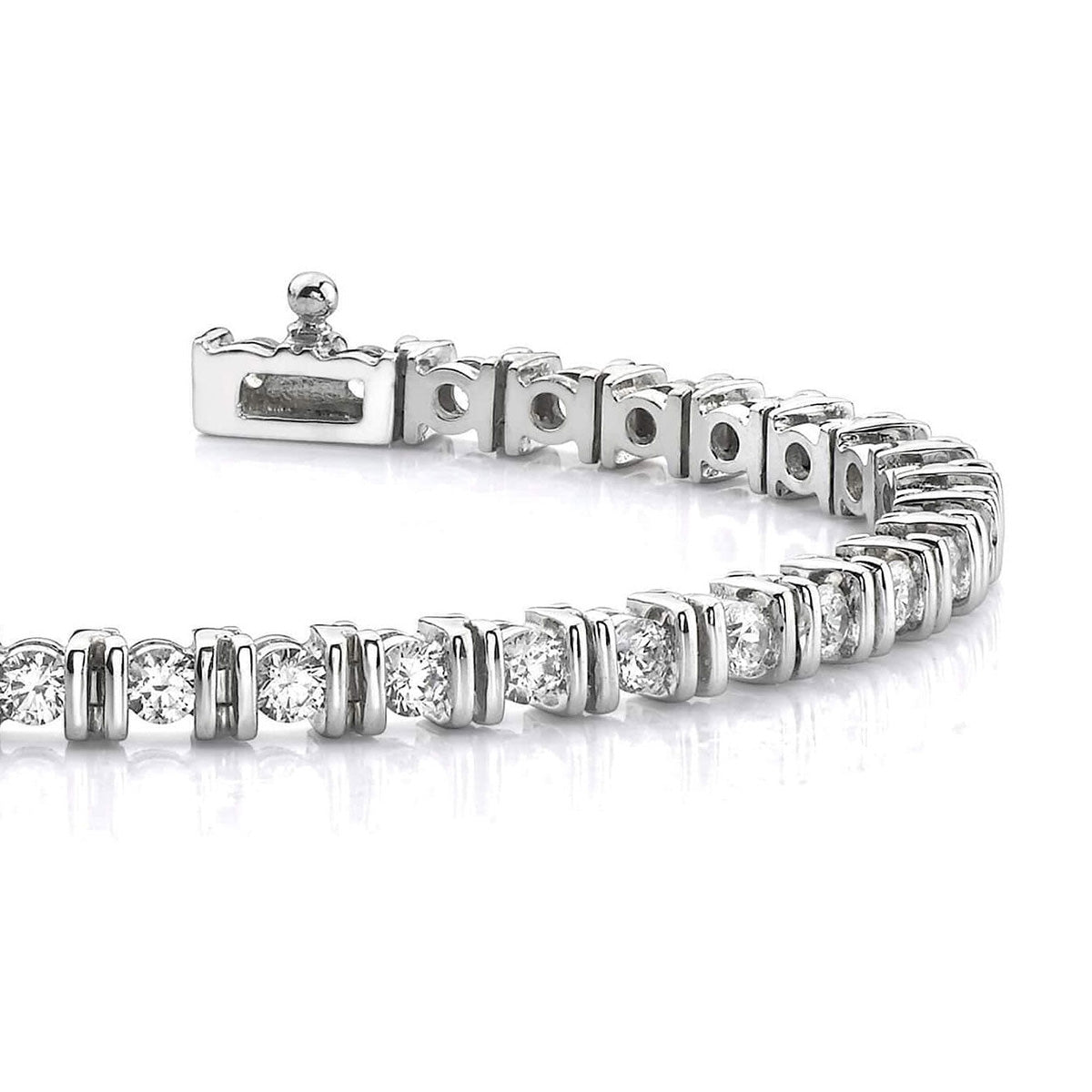 Double Curve Link Diamond Tennis Bracelet