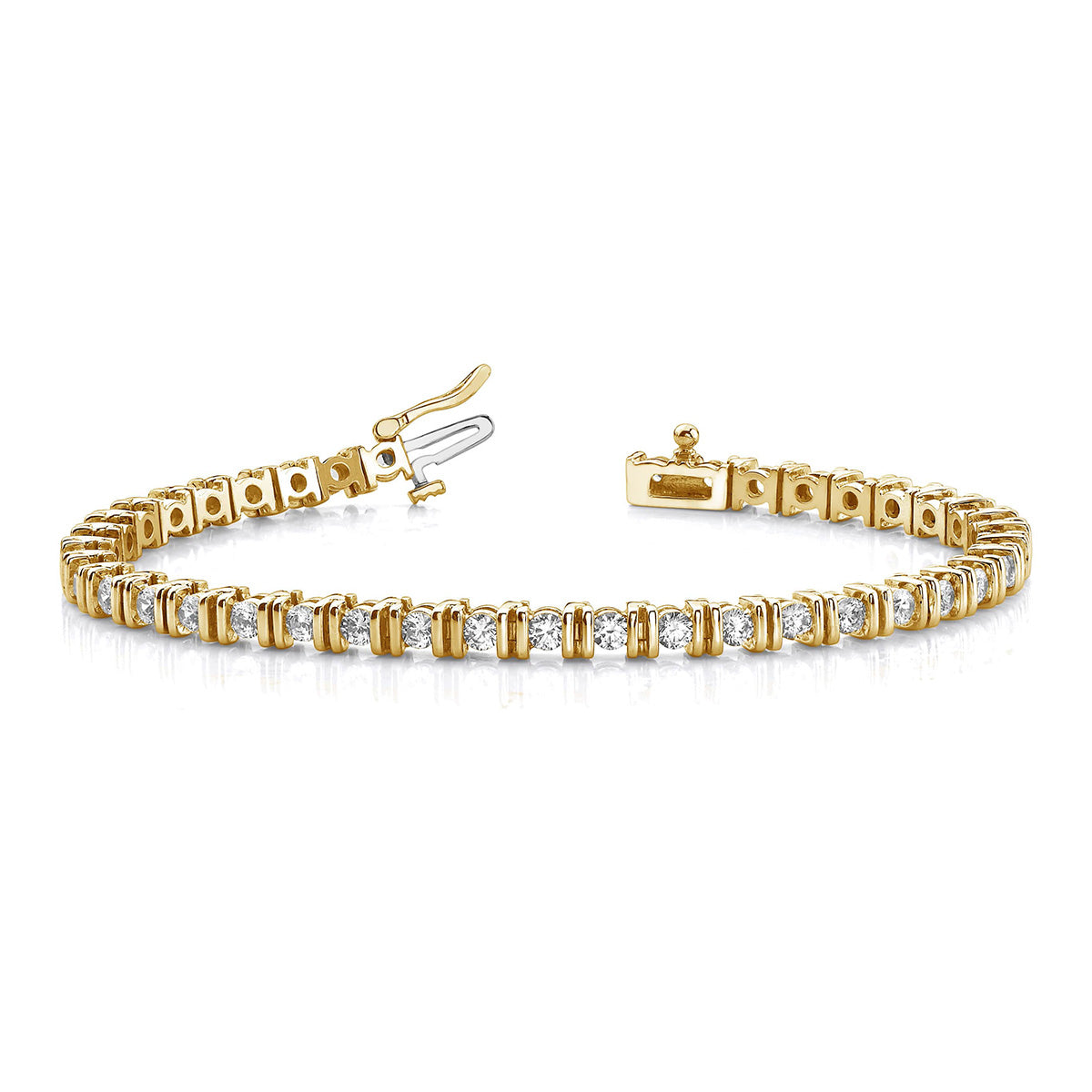 Double Curve Link Diamond Tennis Bracelet