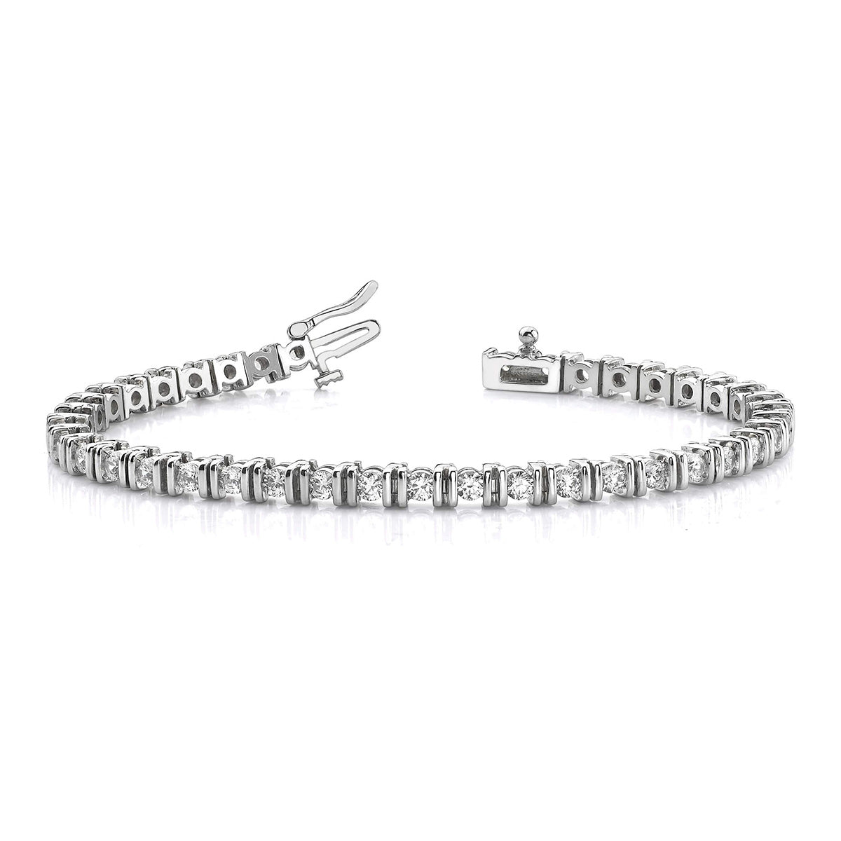 Double Curve Link Diamond Tennis Bracelet