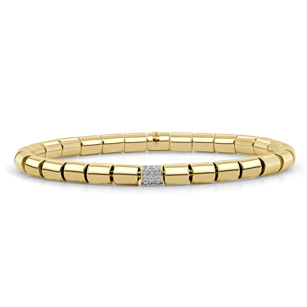 Solid Barrel Bead Stretch Diamond Bangle - 5mm