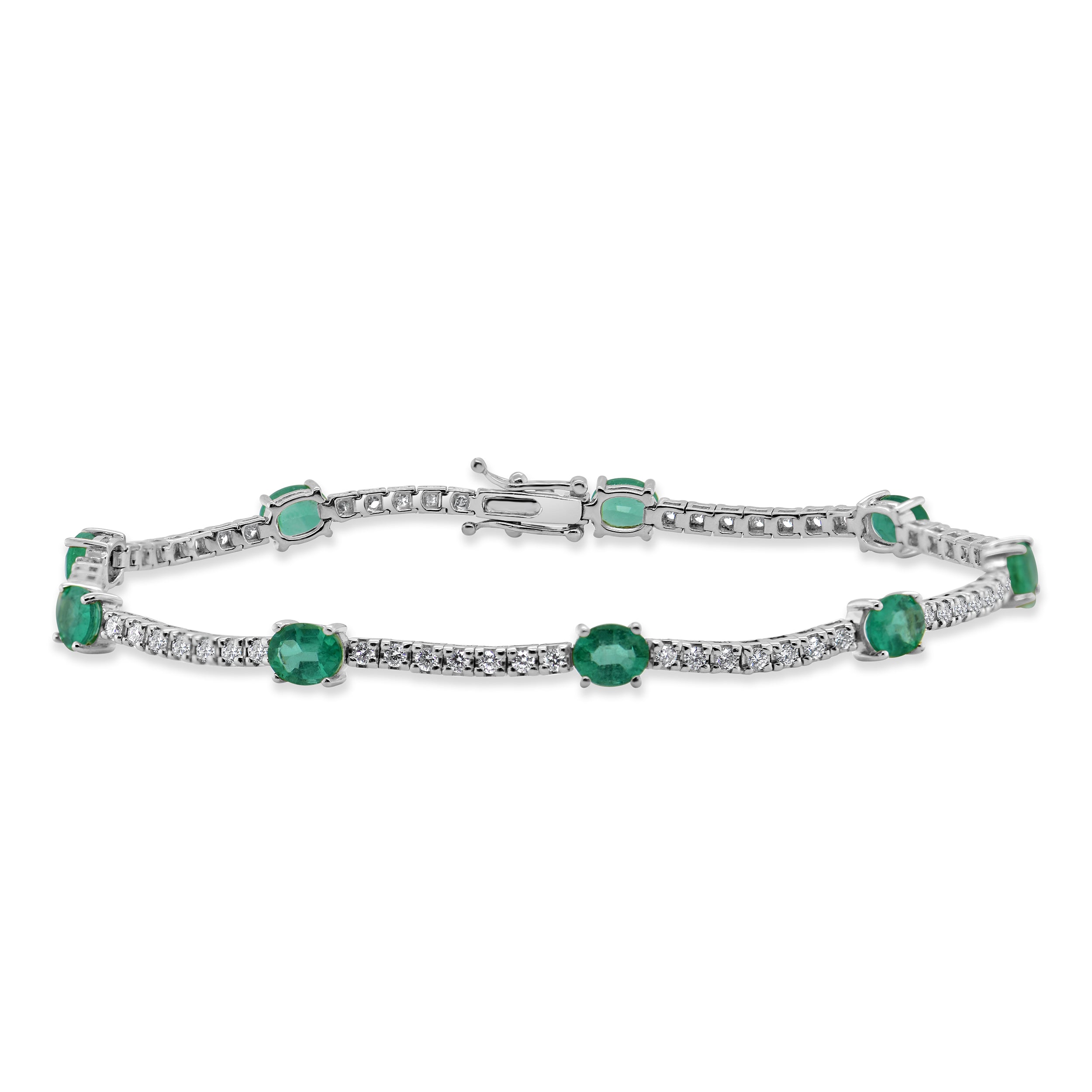 Diamond Emerald Station Tennis Bracelet