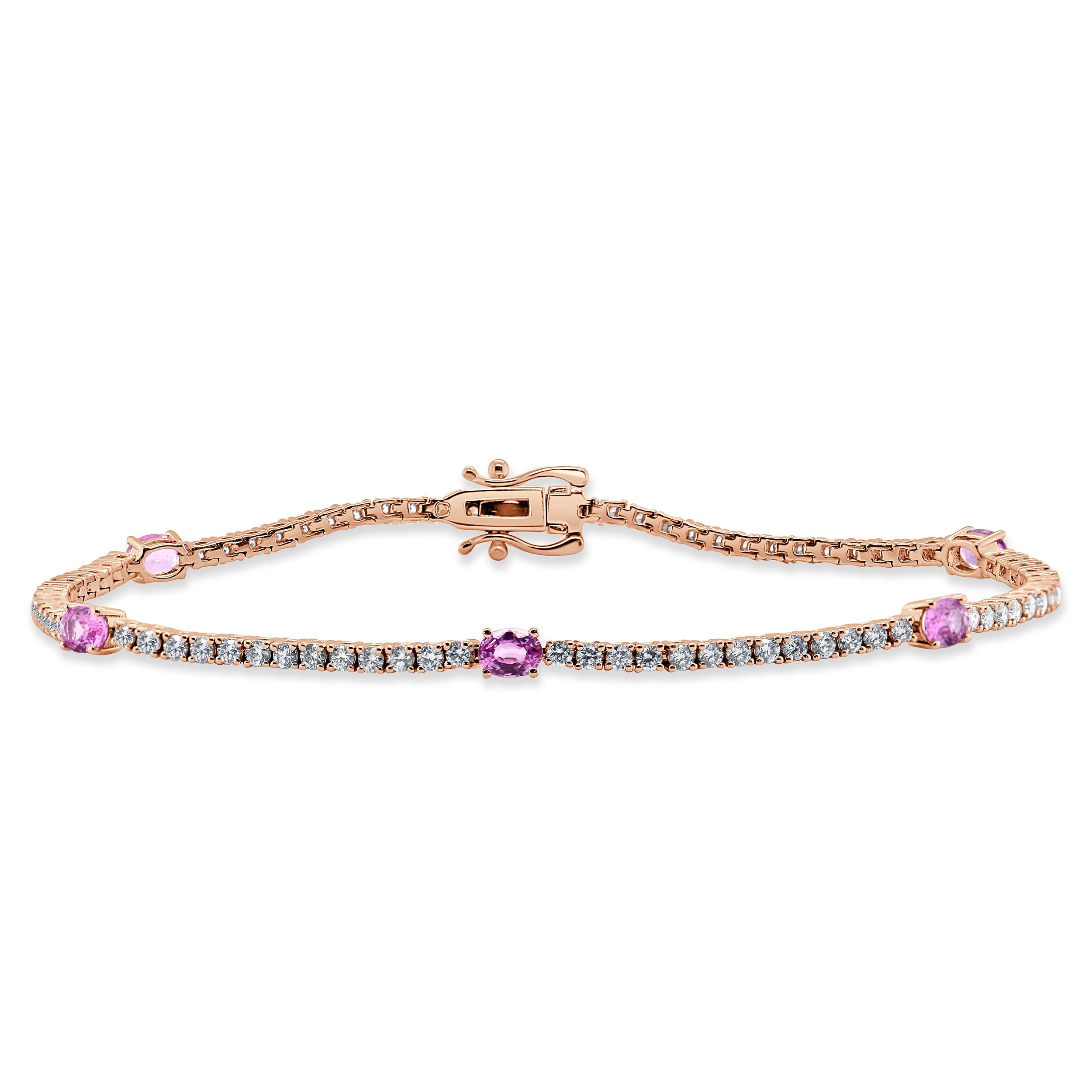 Diamond Pink Sapphire Station Tennis Bracelet