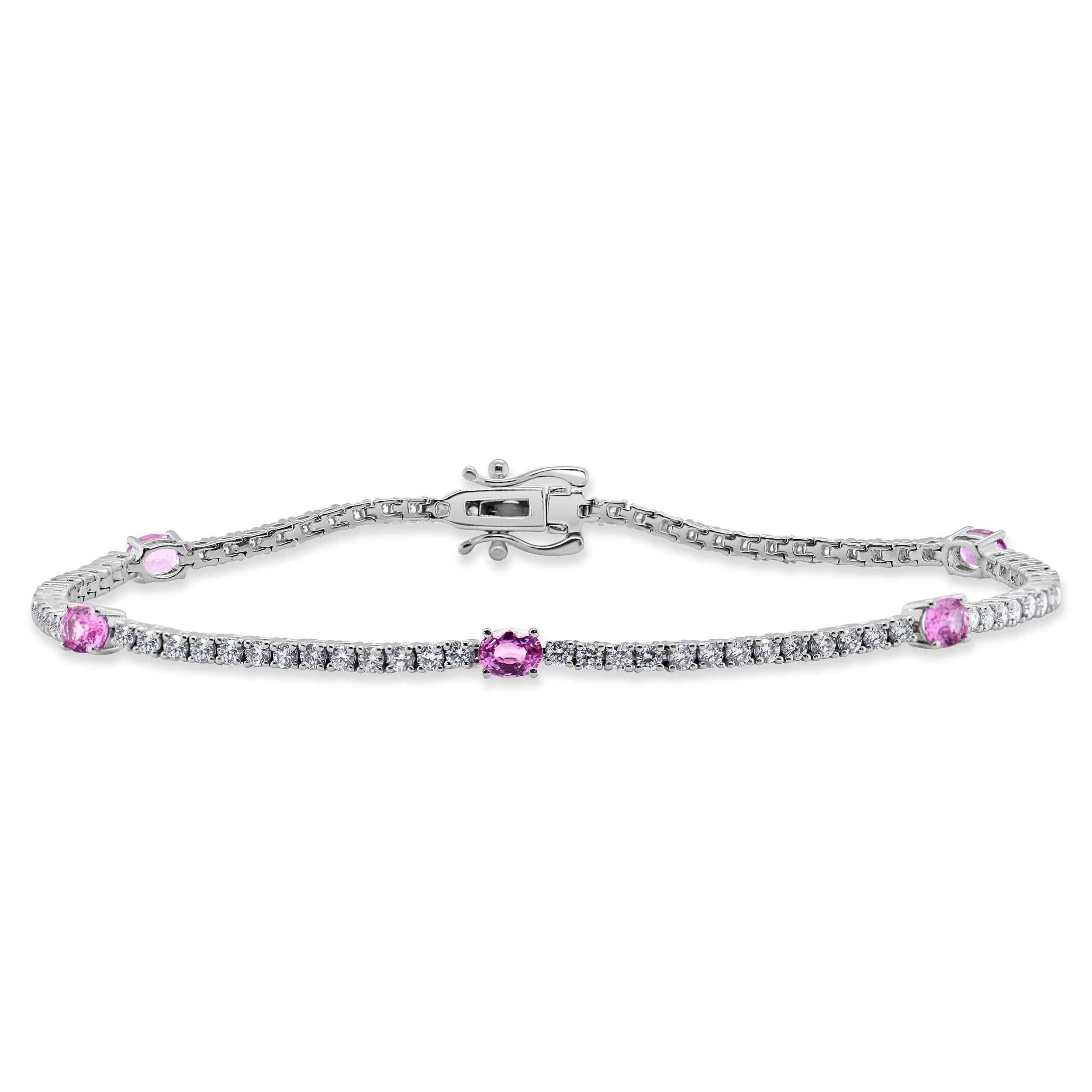 Diamond Pink Sapphire Station Tennis Bracelet