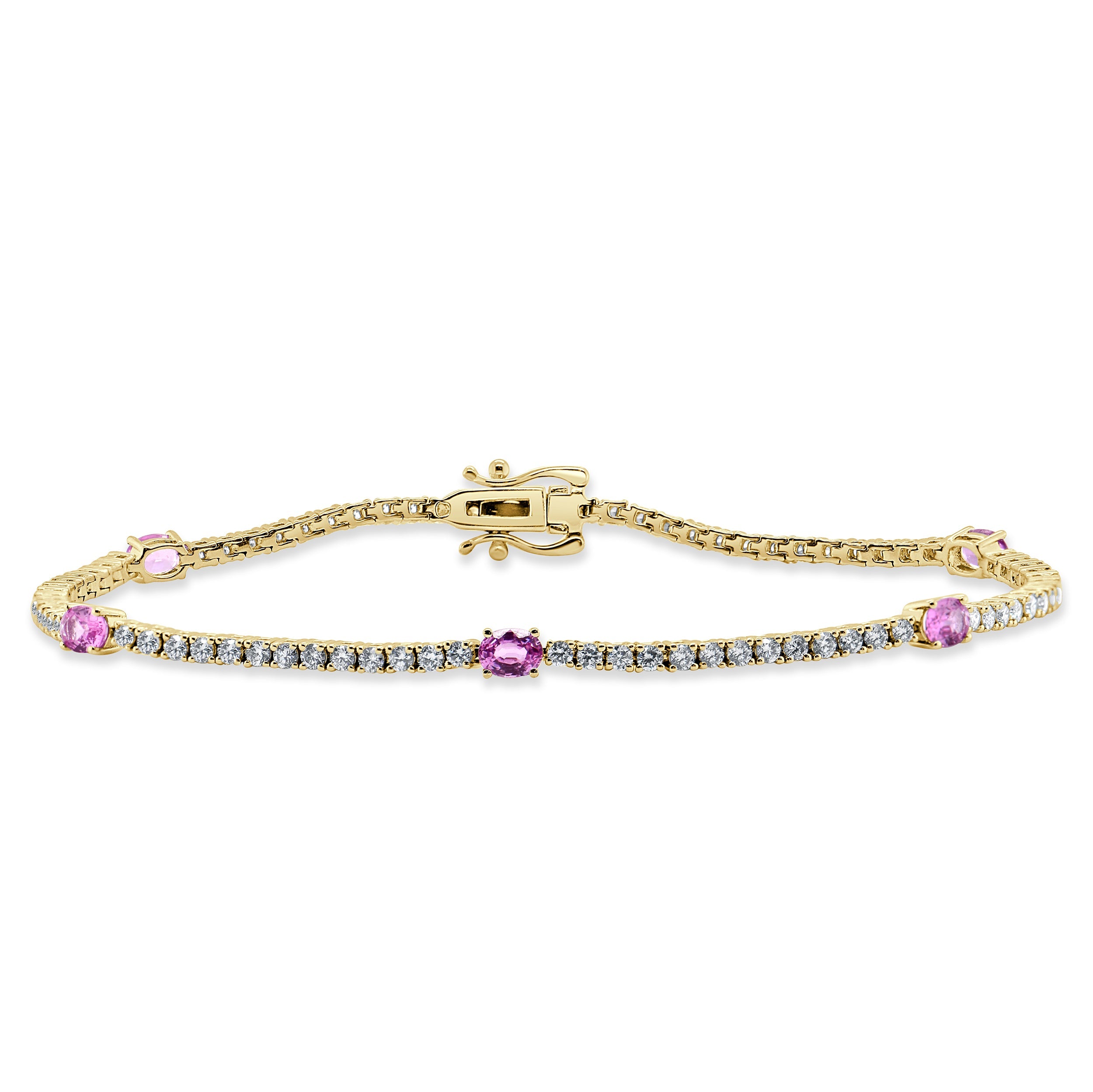 Diamond Pink Sapphire Station Tennis Bracelet