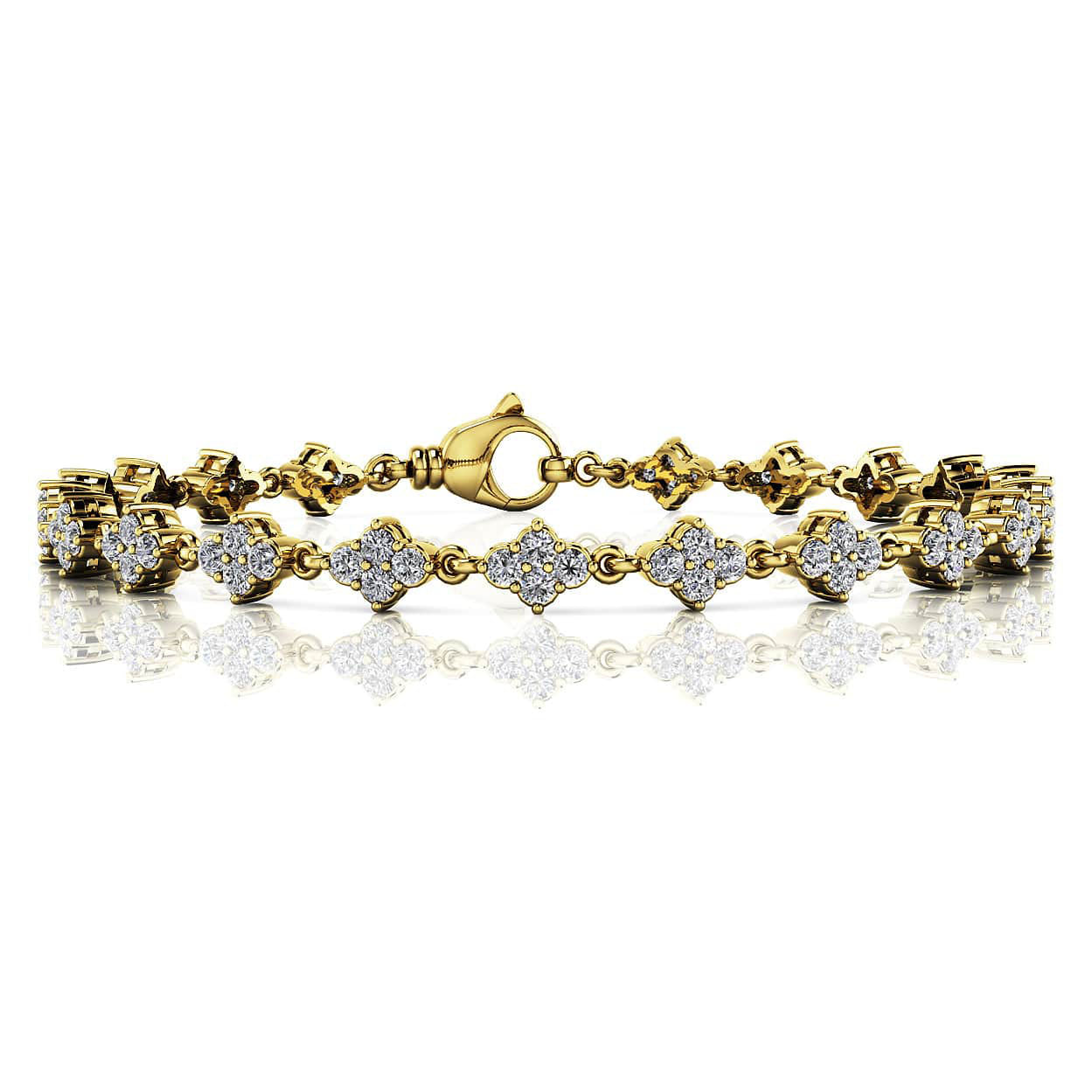 Flower Cluster Link Diamond Bracelet