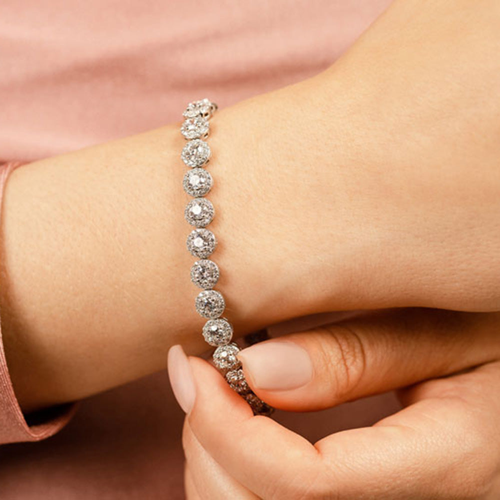 Round Halo Diamond Bracelet