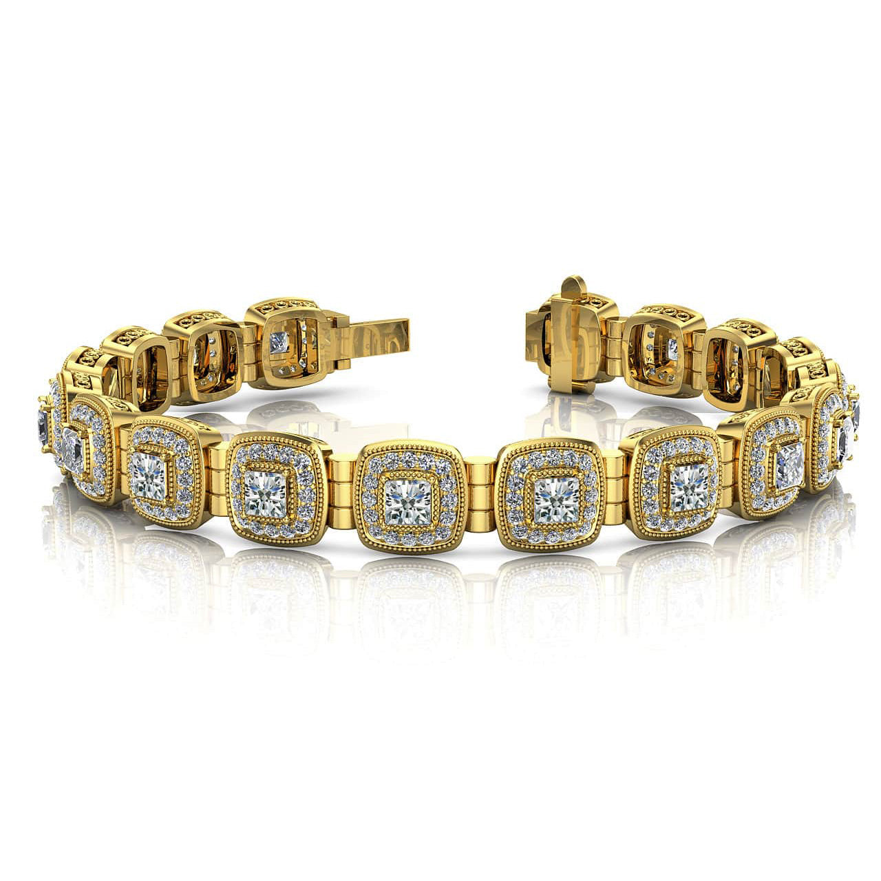 Fanciful Princess Cut Diamond Bracelet