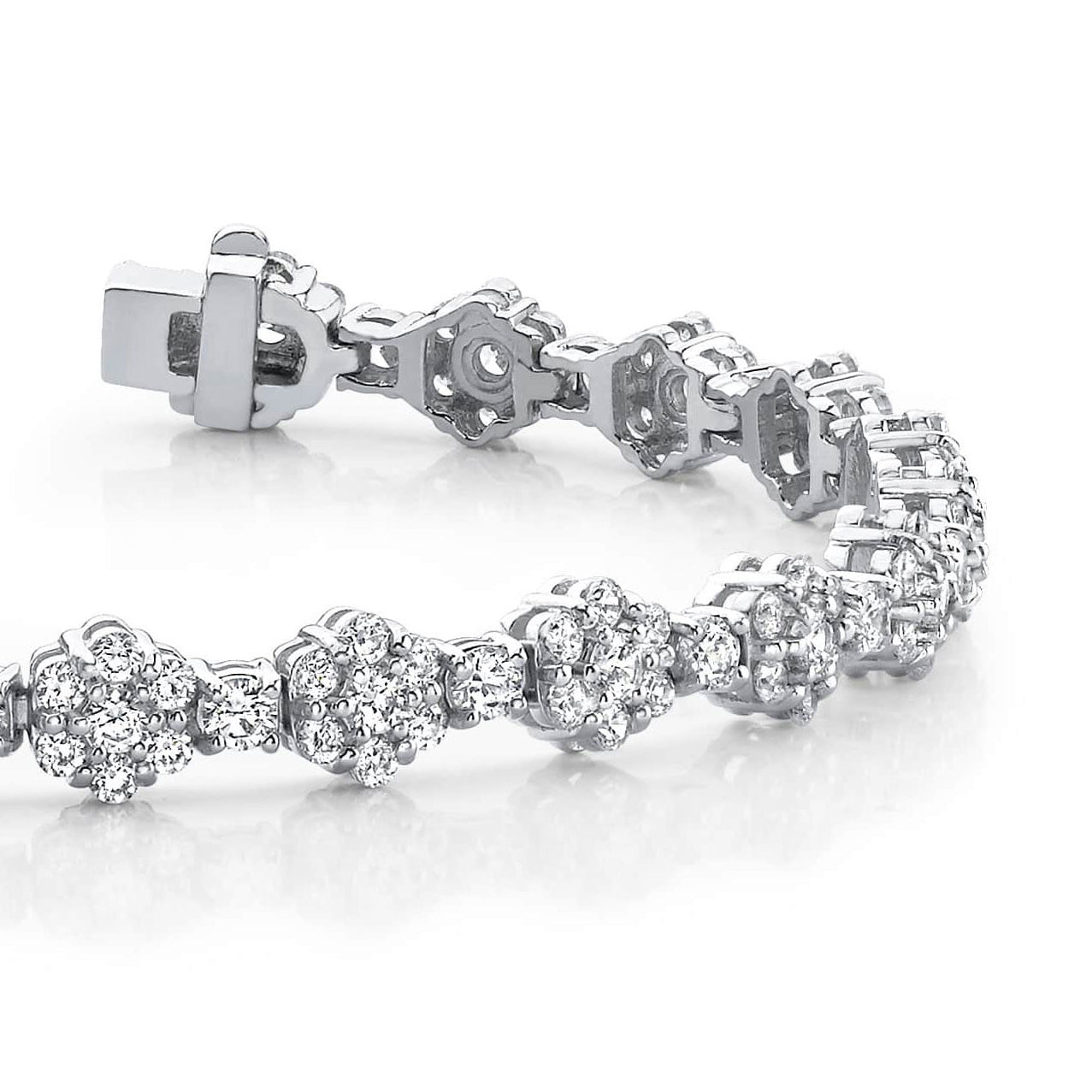 Cluster Flower Link Diamond Bracelet
