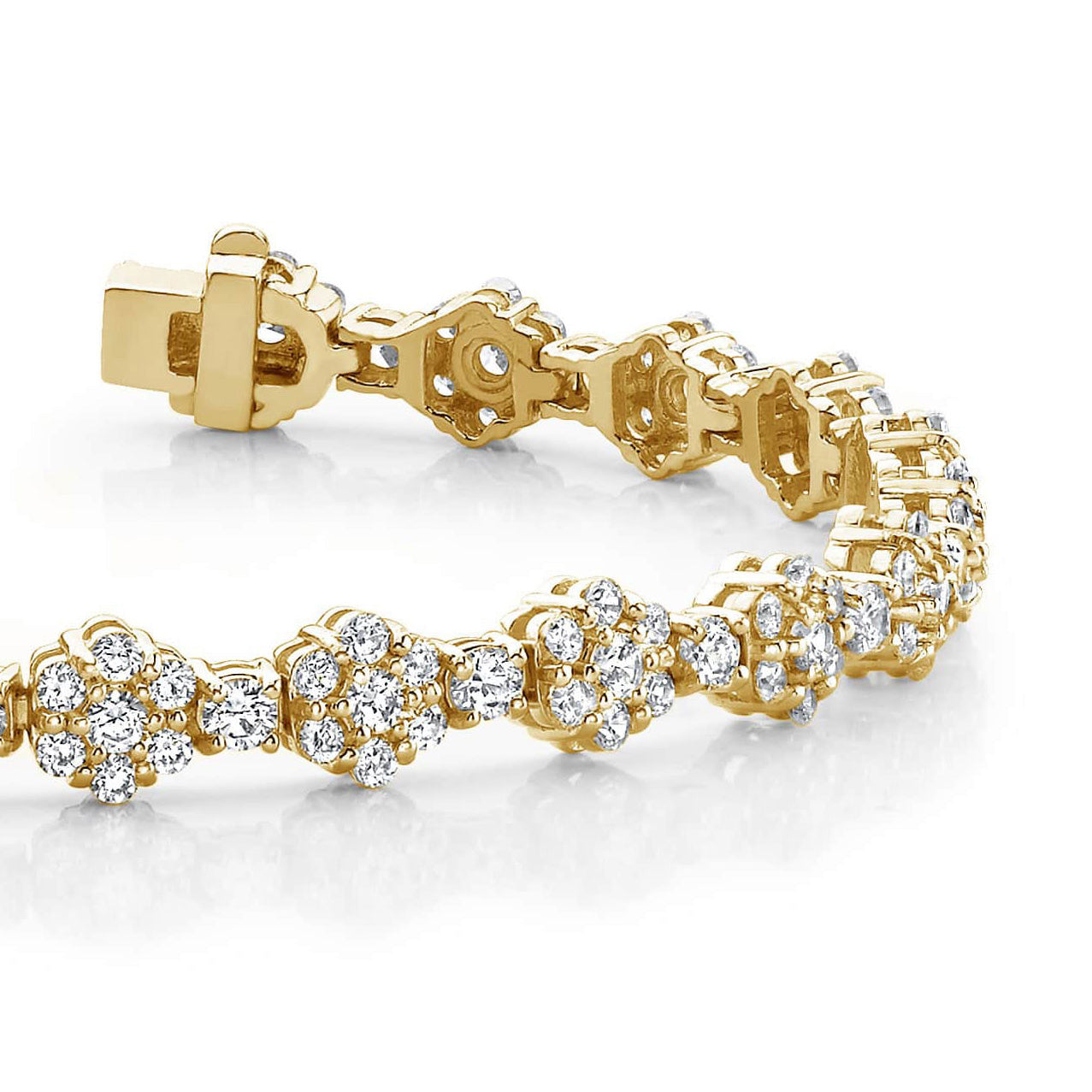 Cluster Flower Link Diamond Bracelet