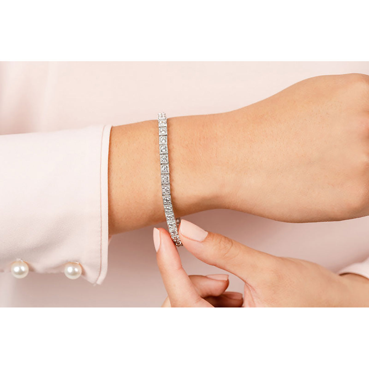 Antique Square Link Diamond Bracelet