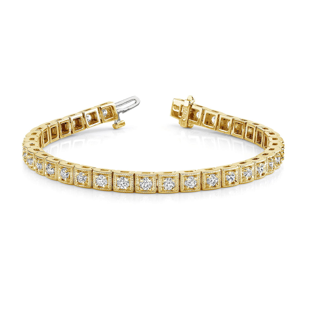 Antique Square Link Diamond Bracelet