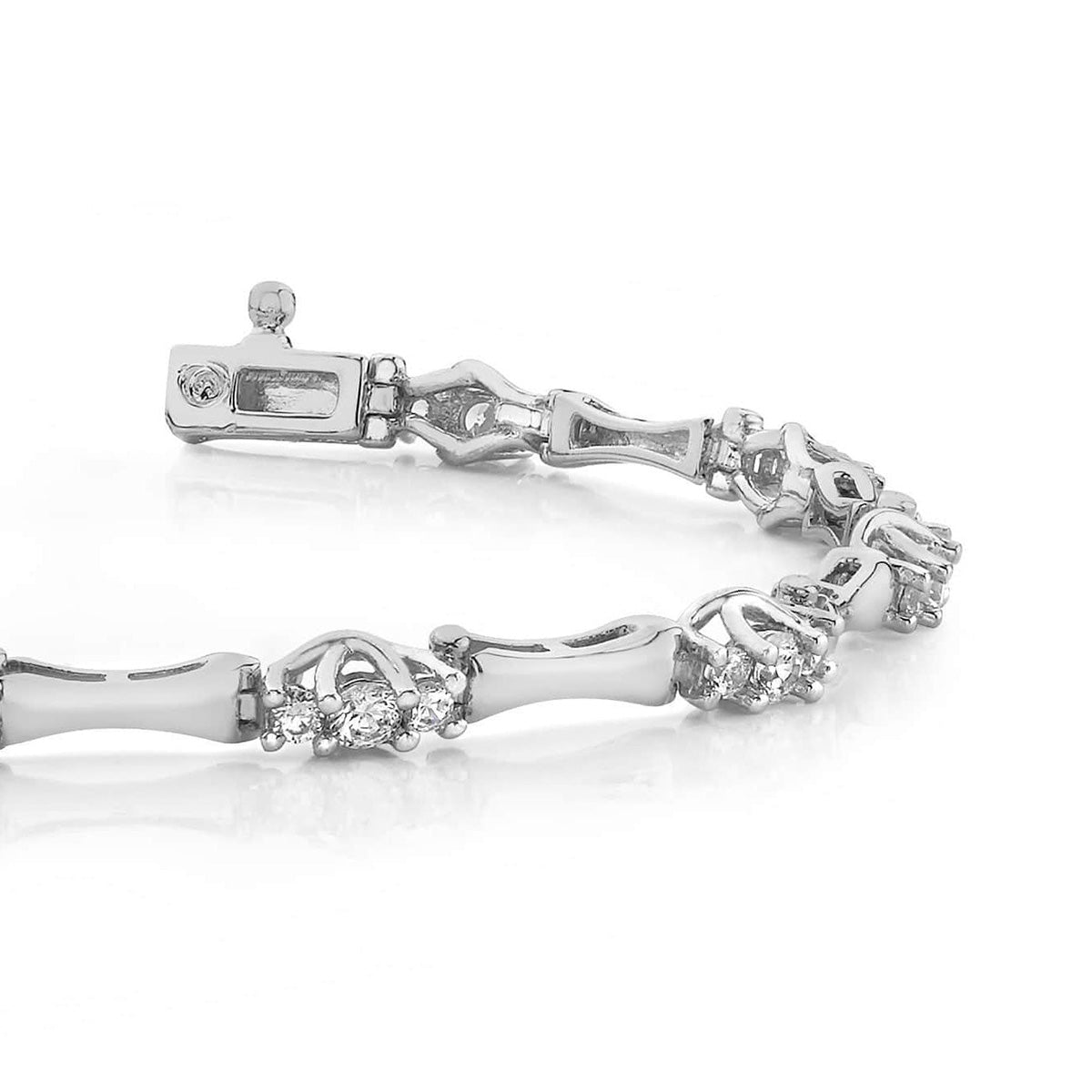 Triple Diamond Column Link Bracelet