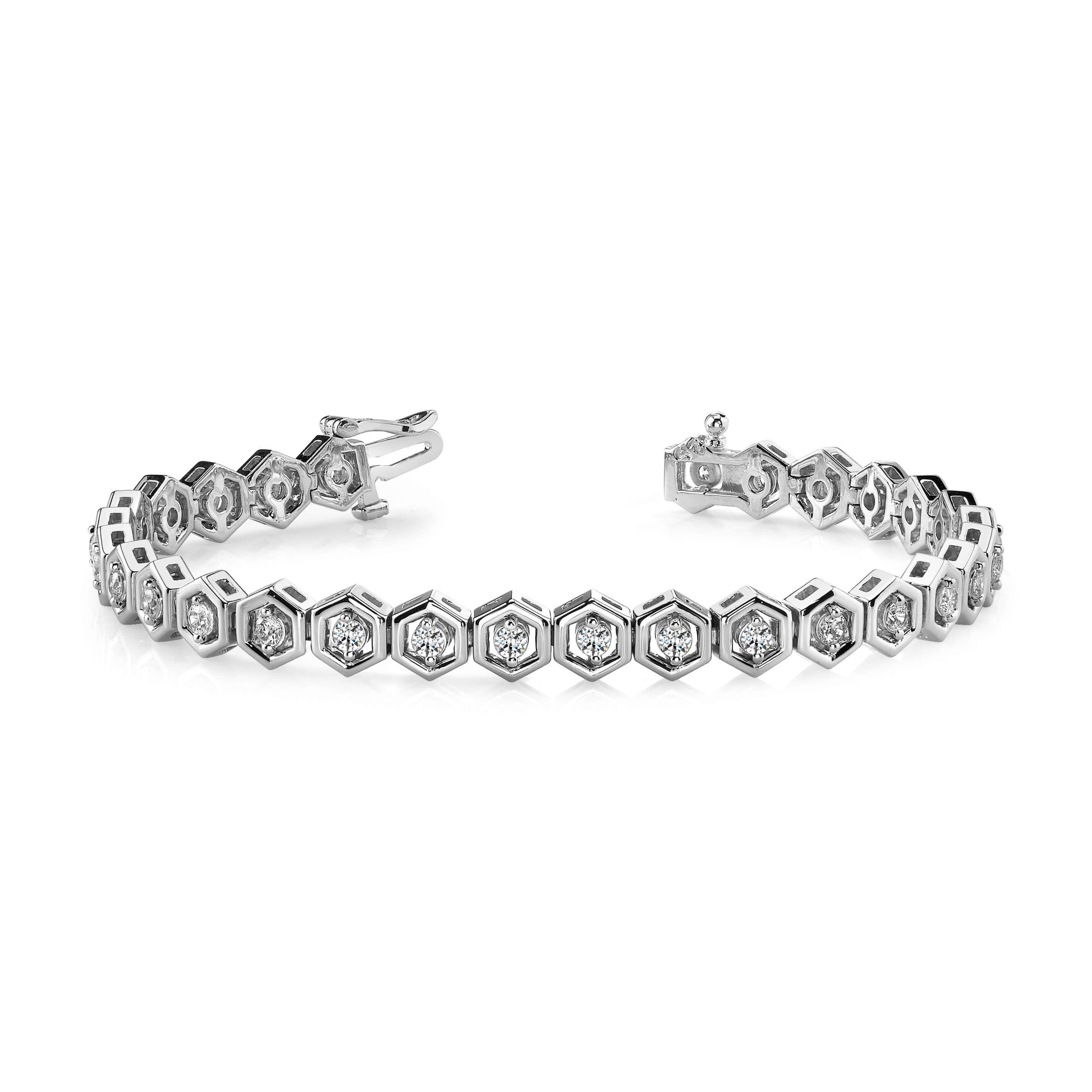 Hexagon Link Diamond Bracelet
