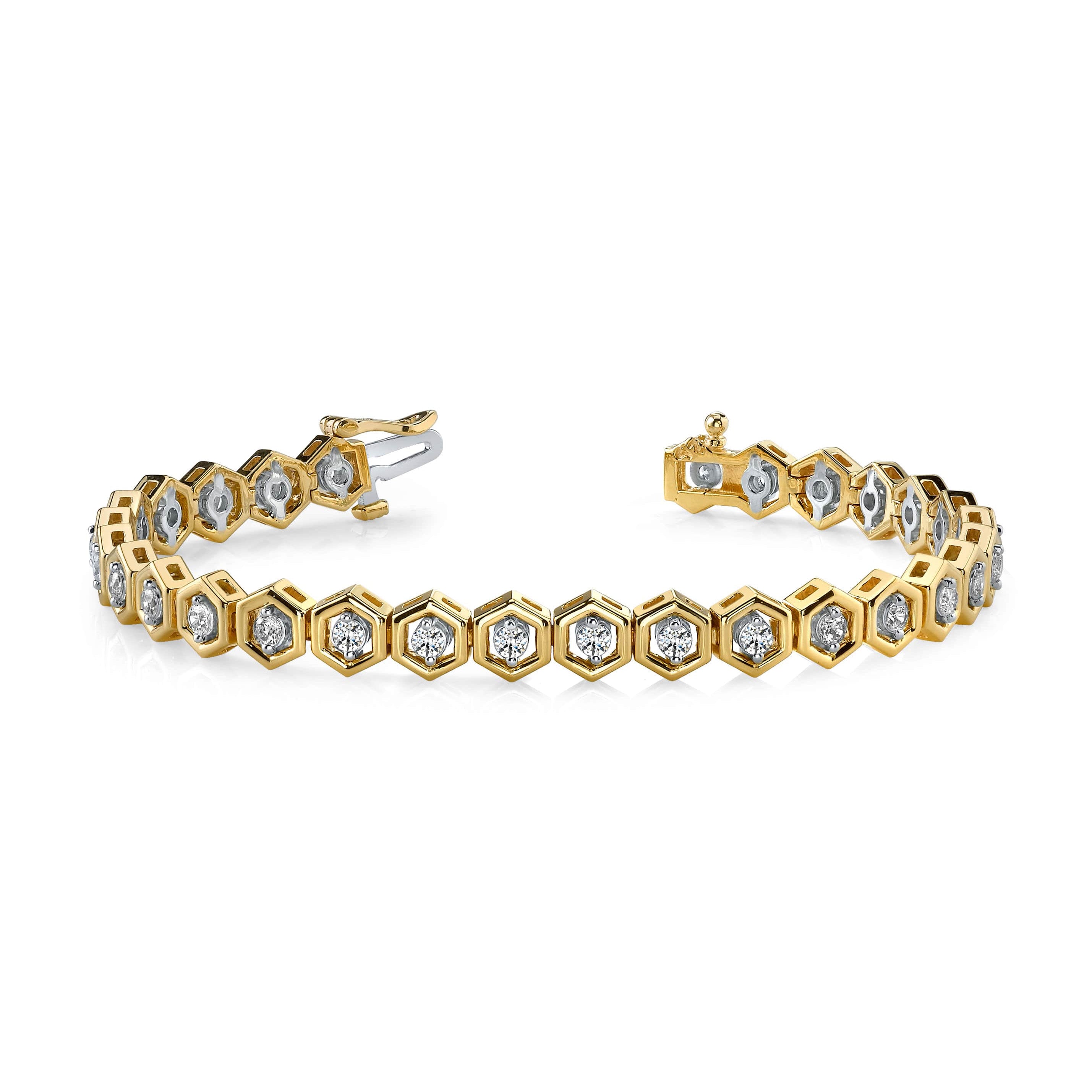 Hexagon Link Diamond Bracelet