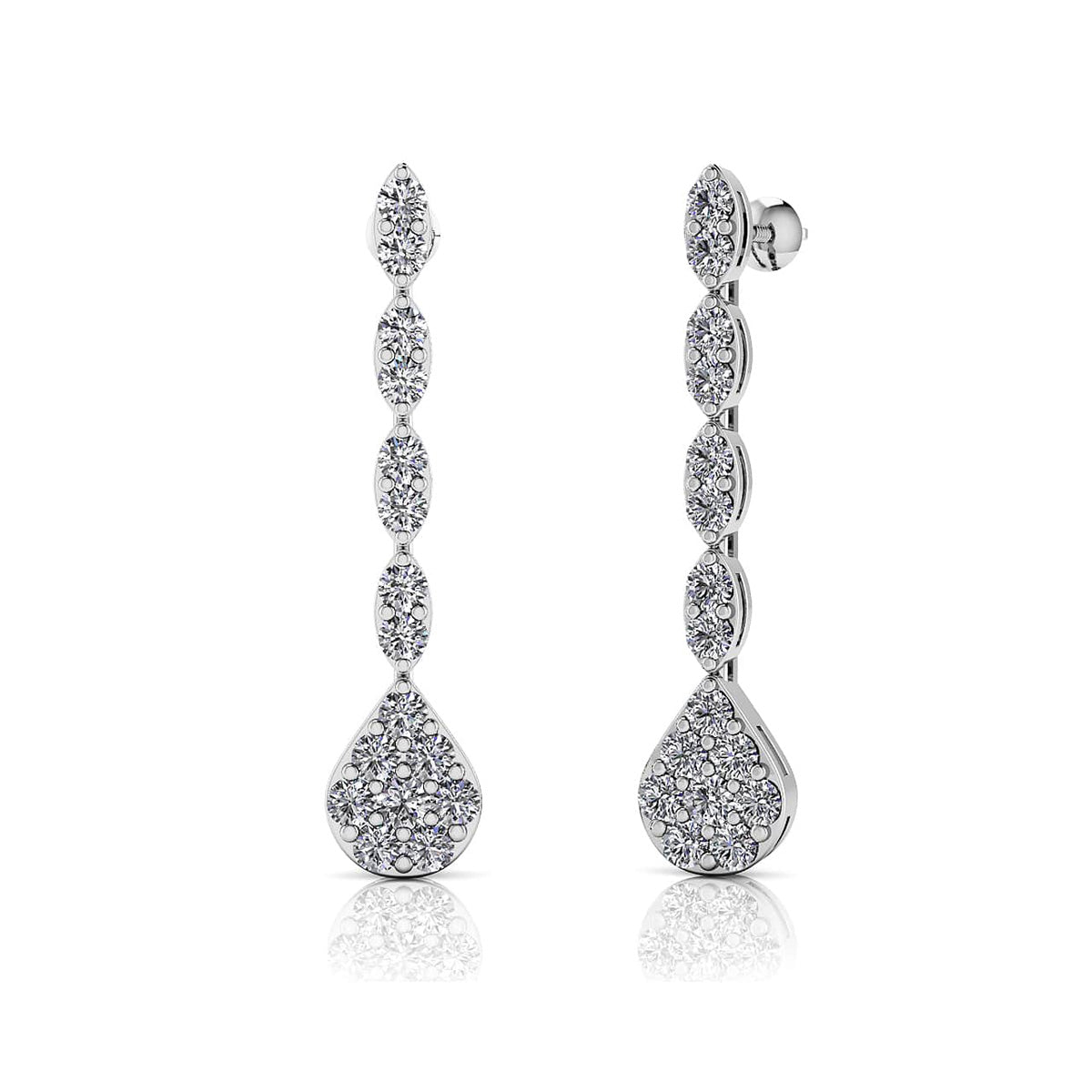 Sparkling Pear Drop Cluster Earrings