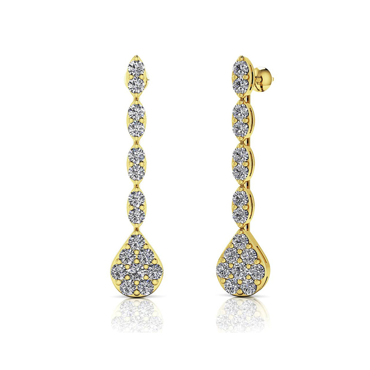 Sparkling Pear Drop Cluster Earrings