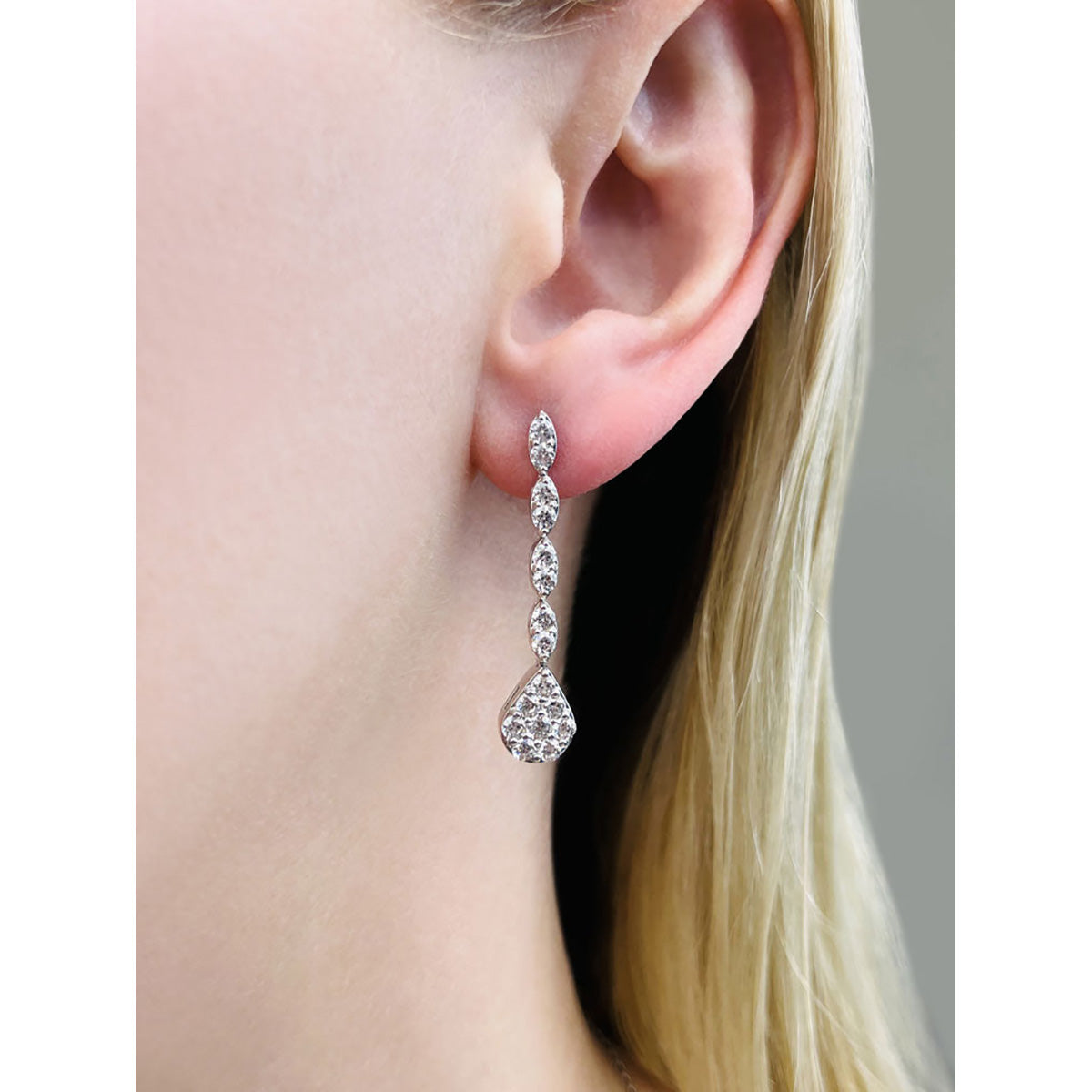 Sparkling Pear Drop Cluster Earrings