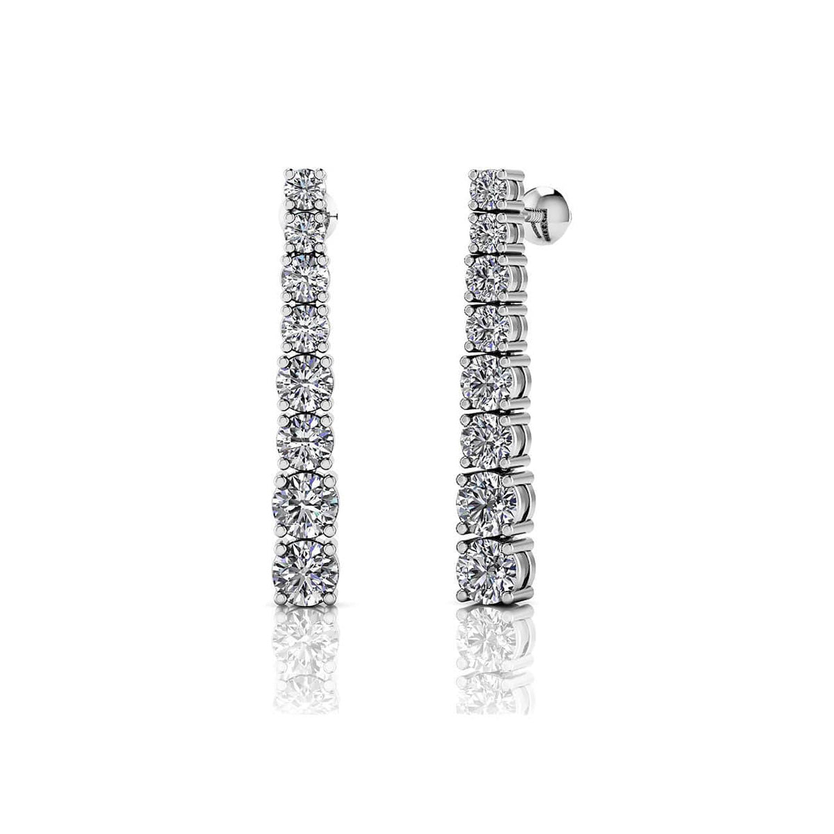 Graduated Round Diamond Dangle Drop Earrings