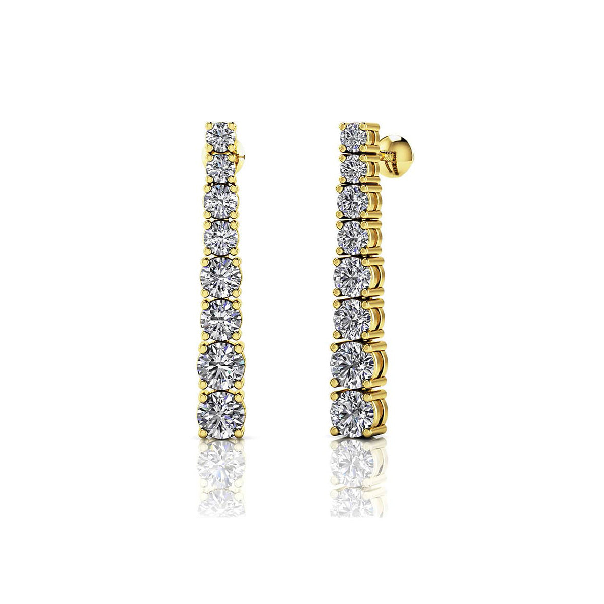Graduated Round Diamond Dangle Drop Earrings