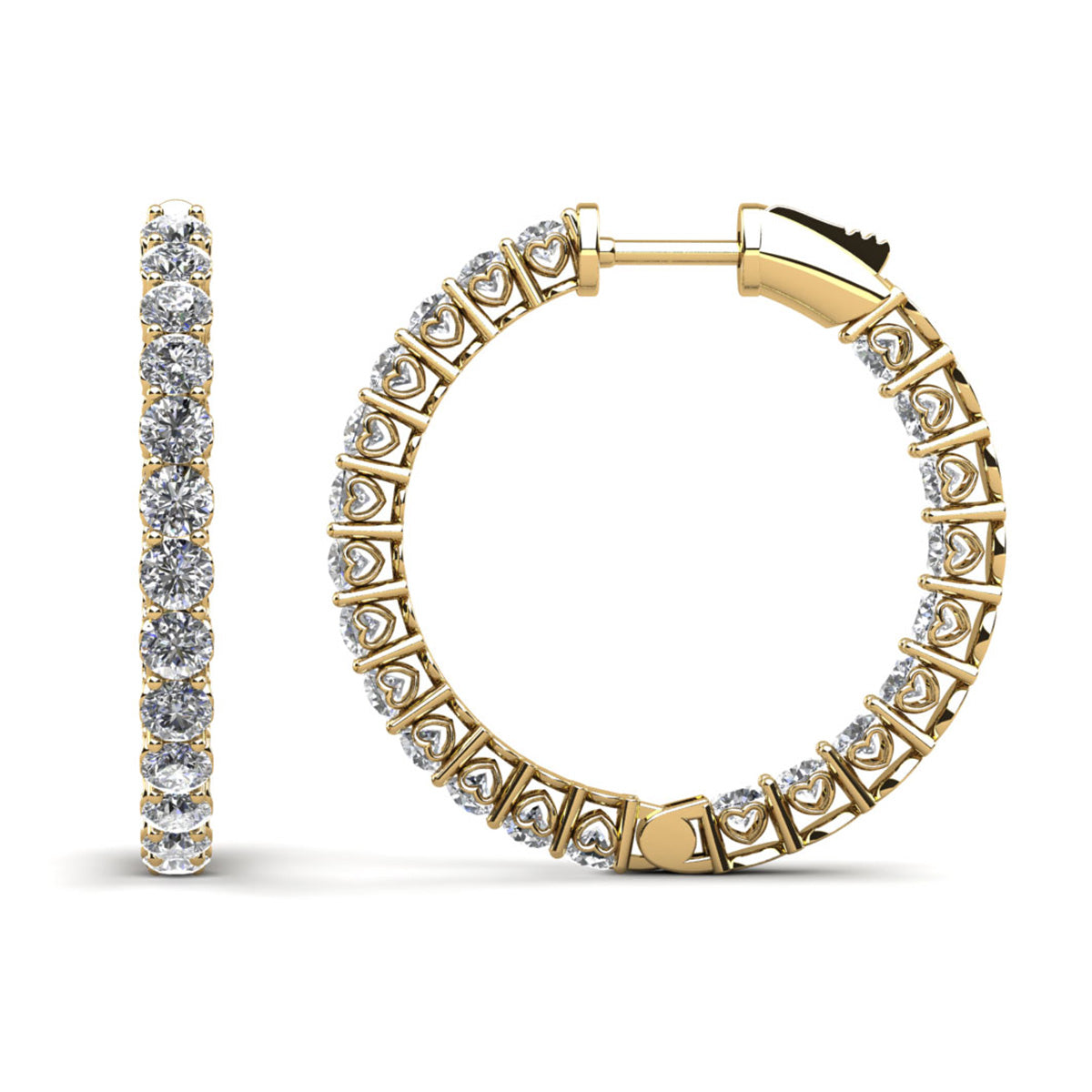 Sweetheart Single Row Inside Out Diamond Hoop Earrings Small