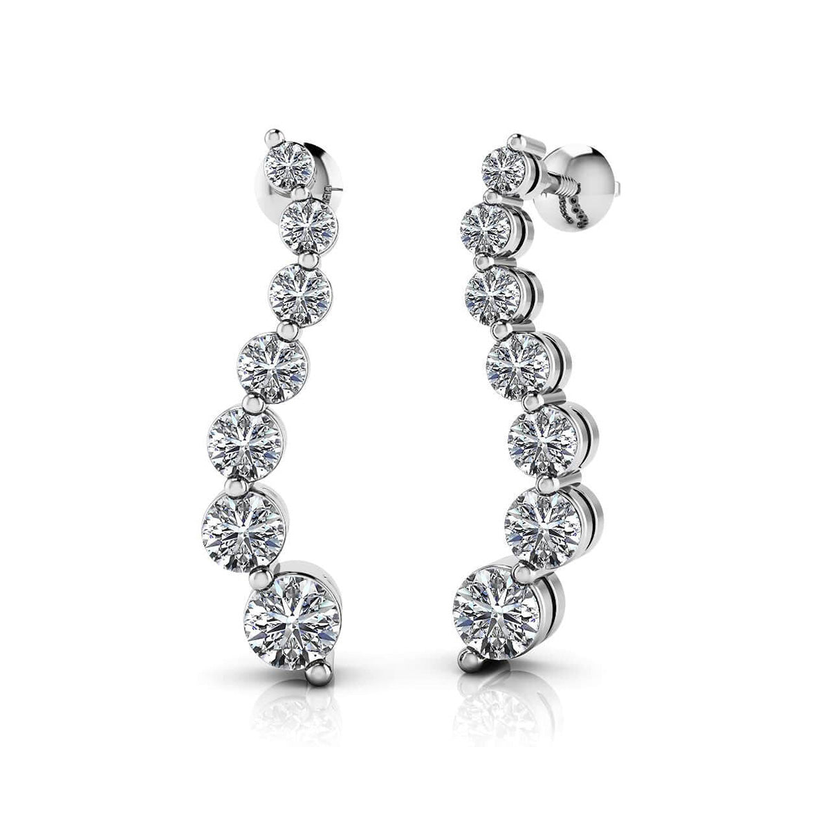 Wavy Journey Round Link Diamond Earrings