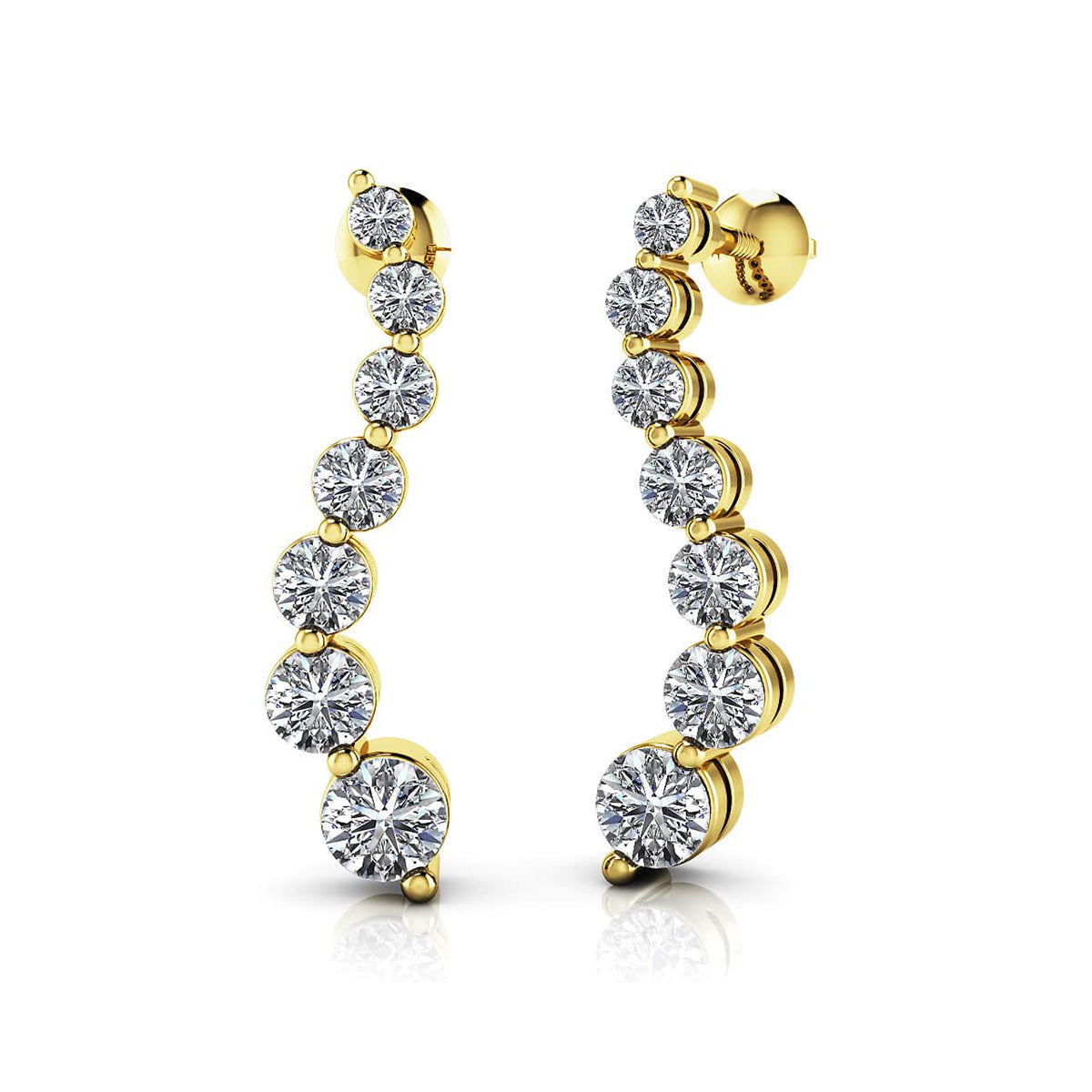 Wavy Journey Round Link Diamond Earrings