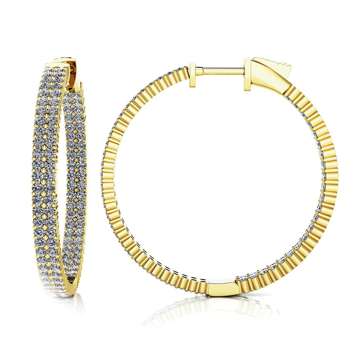 Double Row Inside Out Diamond Hoop Earrings Medium