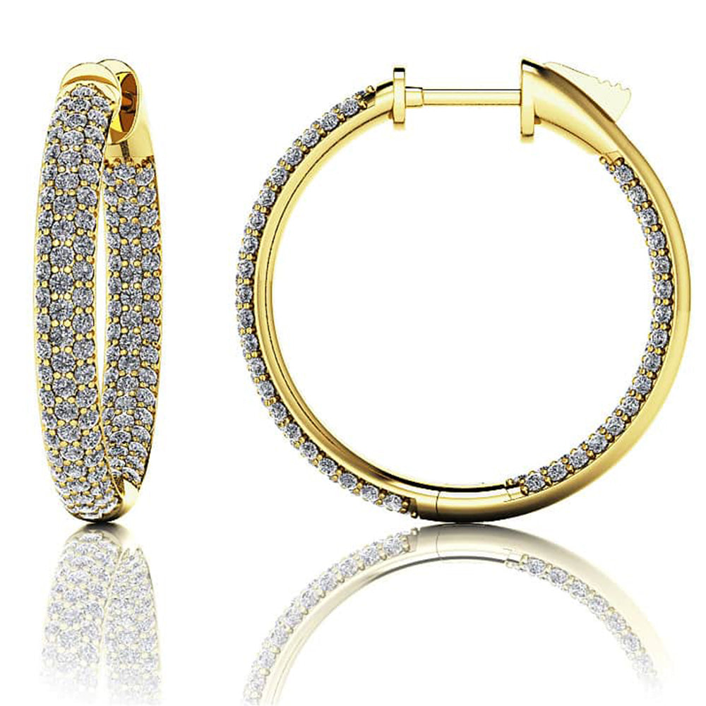 Triple Row Inside Out Diamond Earrings Small