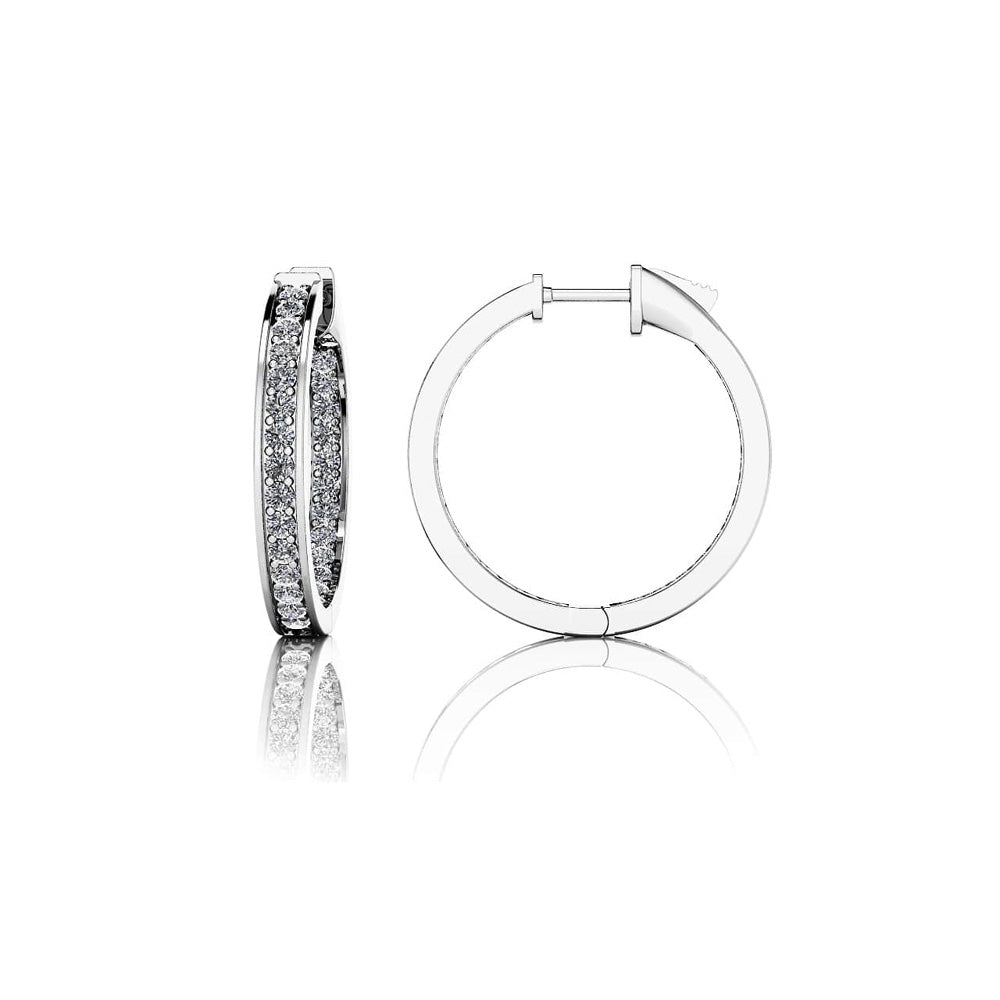 Shared Prong Single Row Diamond Hoops Small
