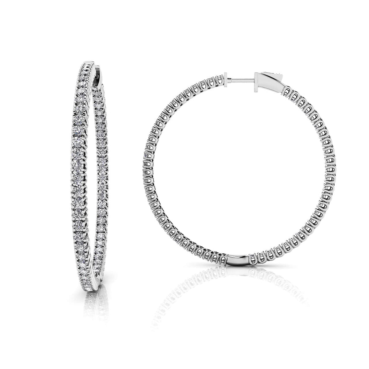Elegant Curved Prong Hoop Earrings Extra Large