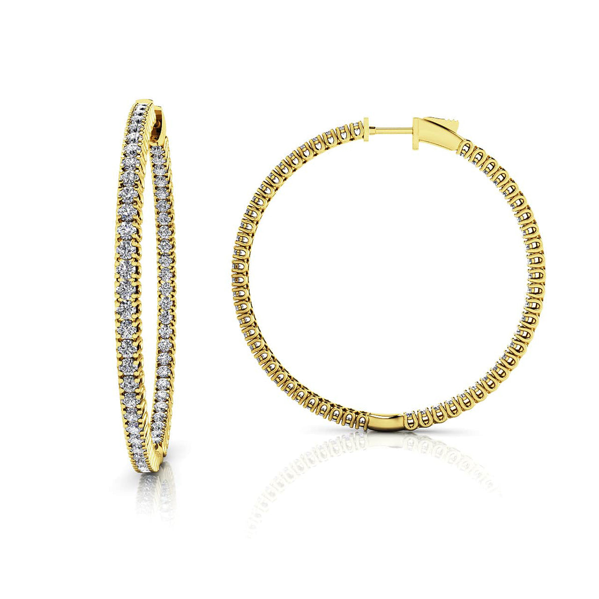 Elegant Curved Prong Hoop Earrings Extra Large