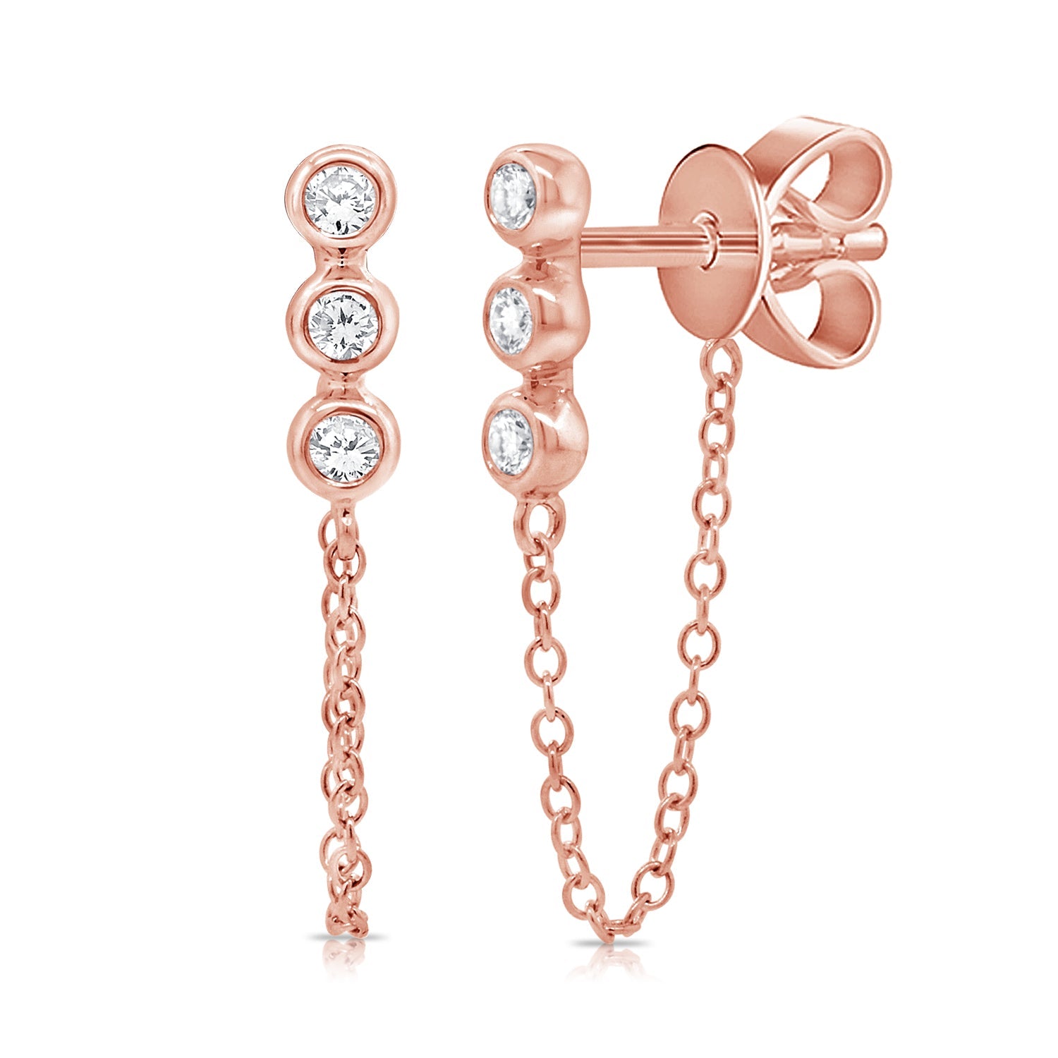 Diamond Chain Dangle Earrings
