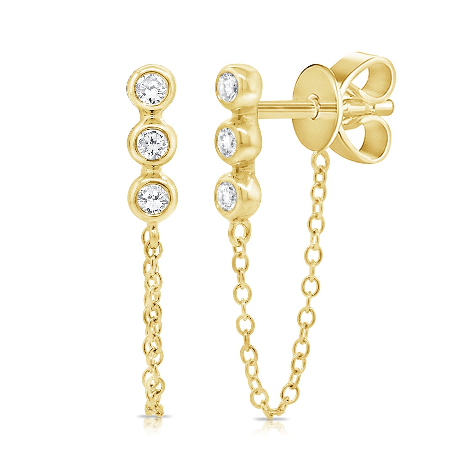 Diamond Chain Dangle Earrings