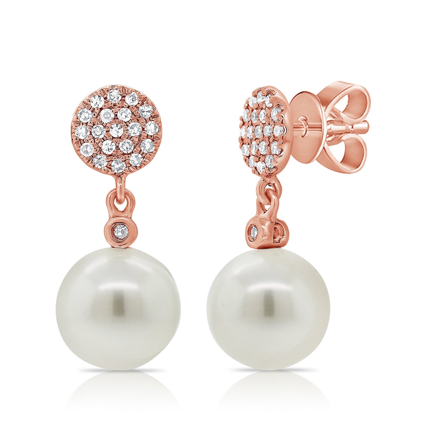 Pearl Diamond Dangle Stud Earrings