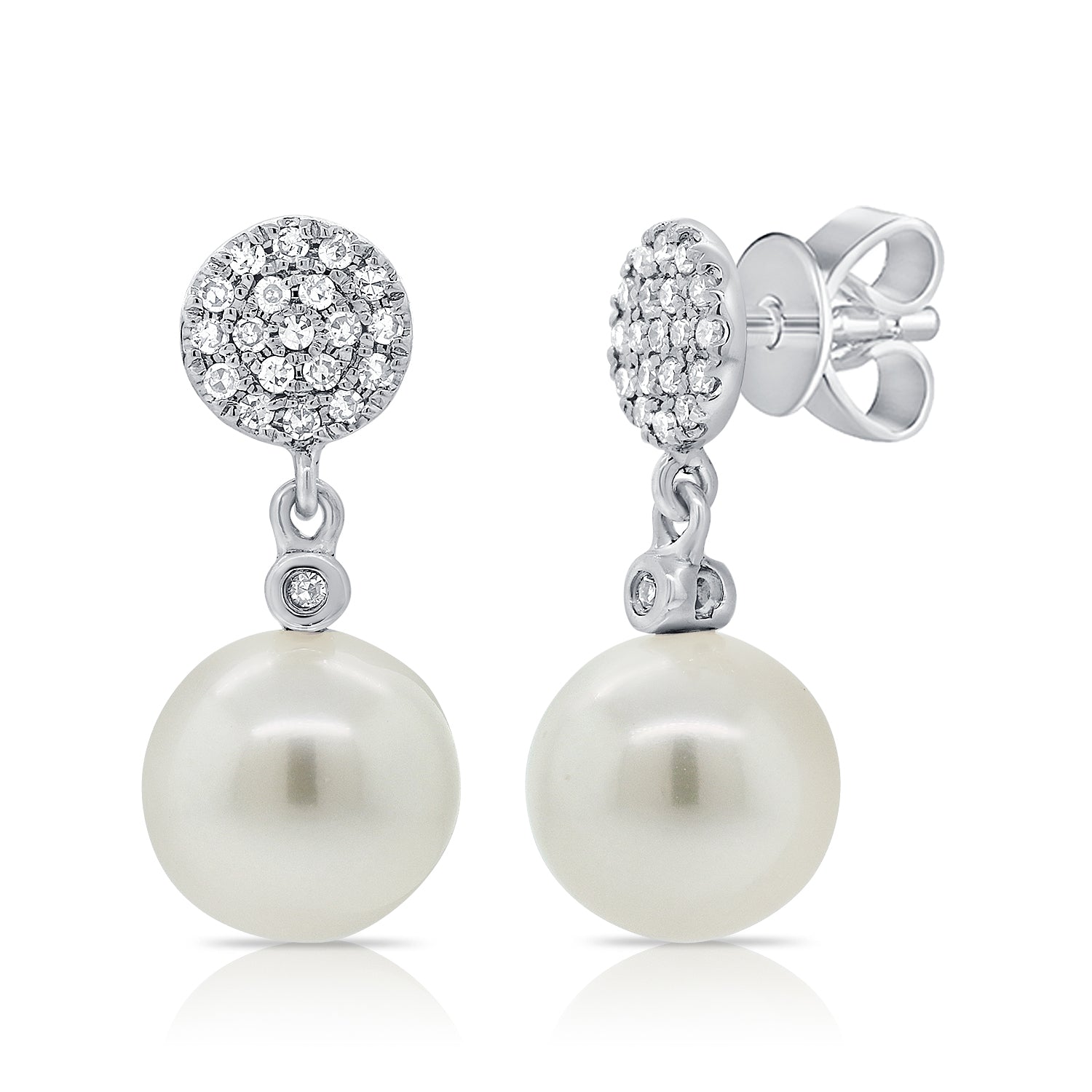 Pearl Diamond Dangle Stud Earrings