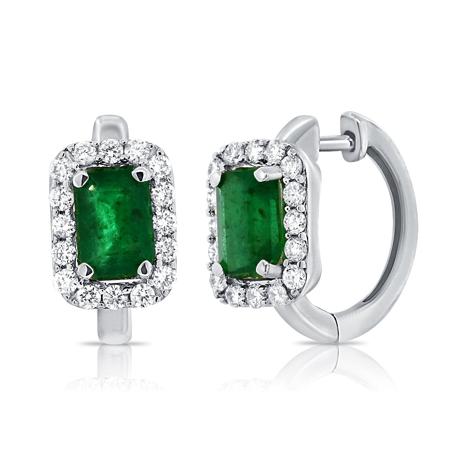 Emerald Diamond Huggie Earrings