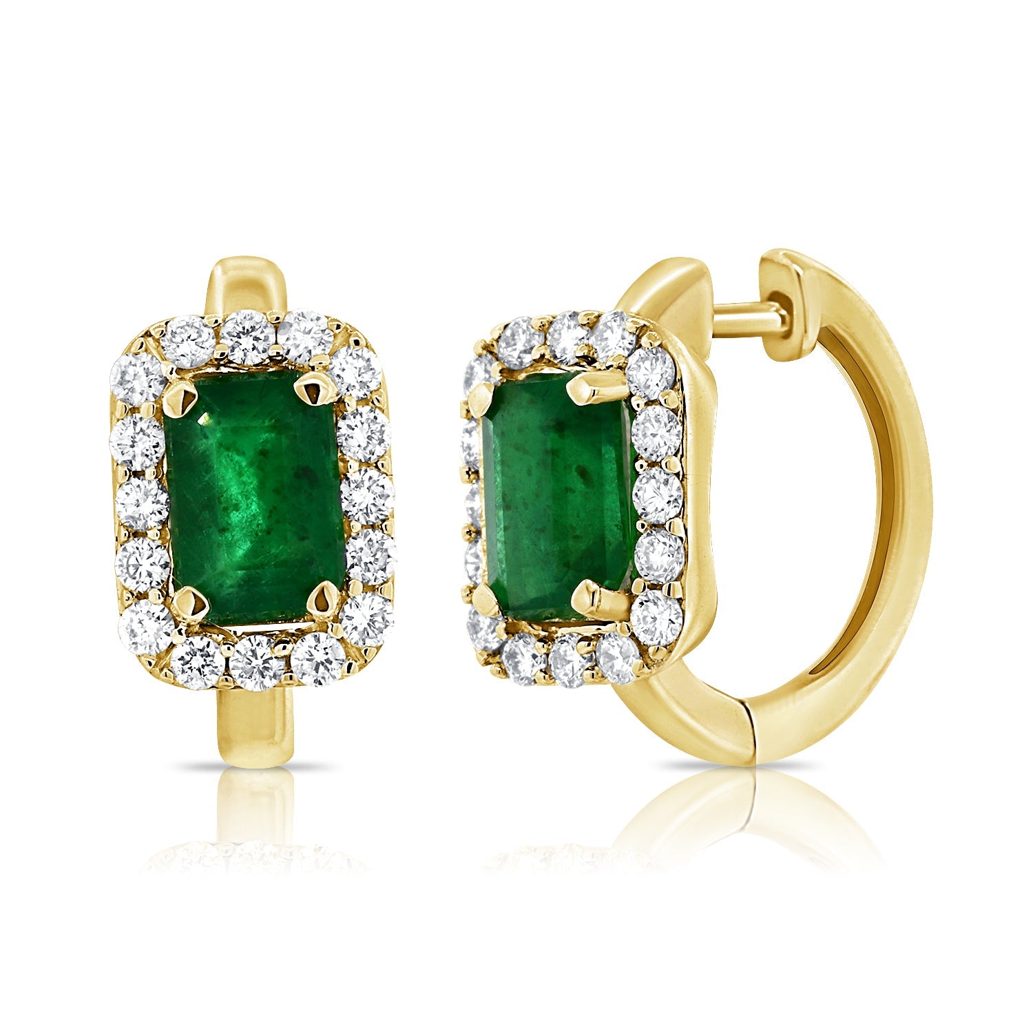 Emerald Diamond Huggie Earrings