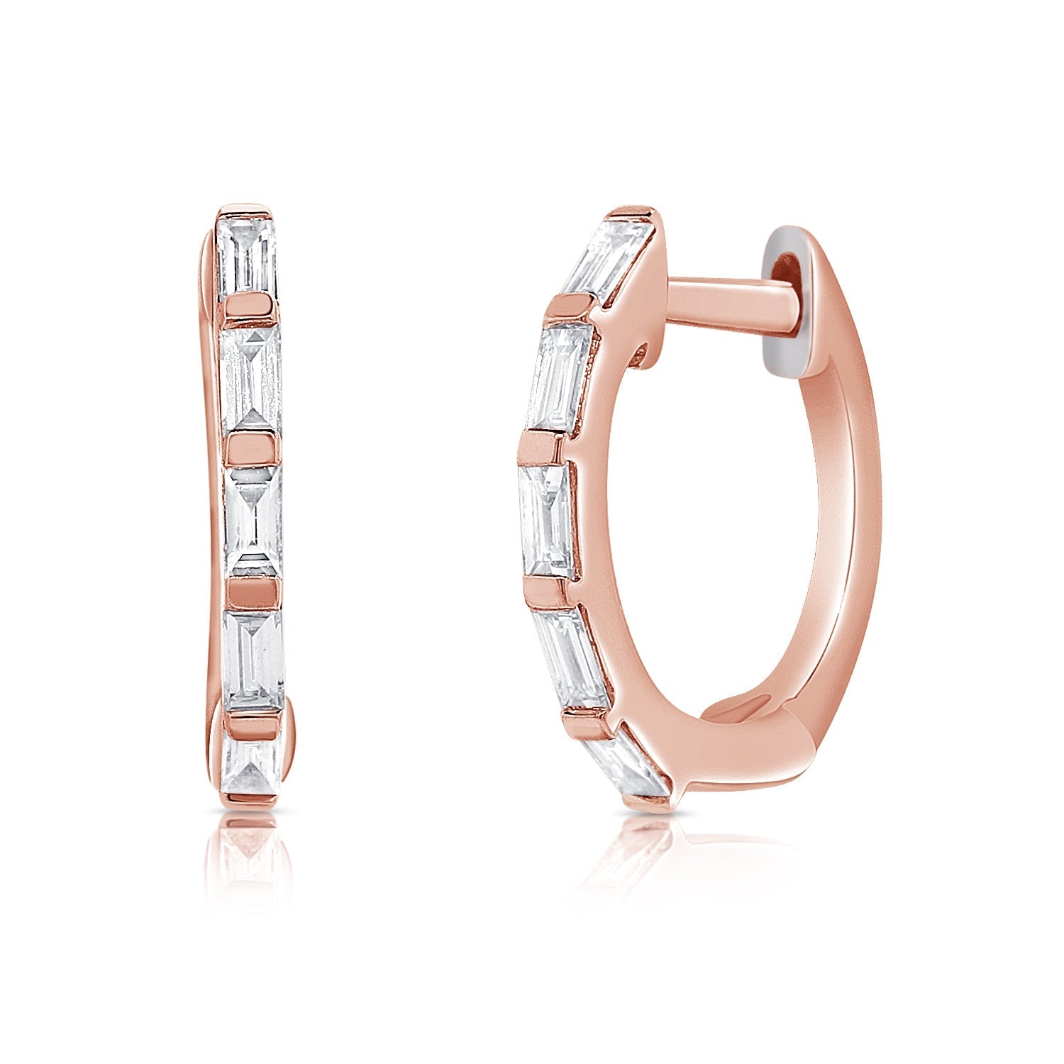 Baguette Diamond Huggie Earrings