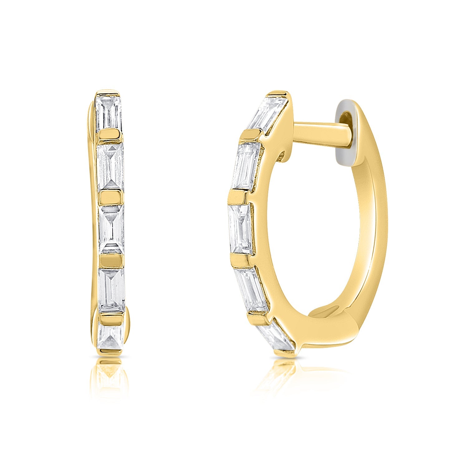 Baguette Diamond Huggie Earrings