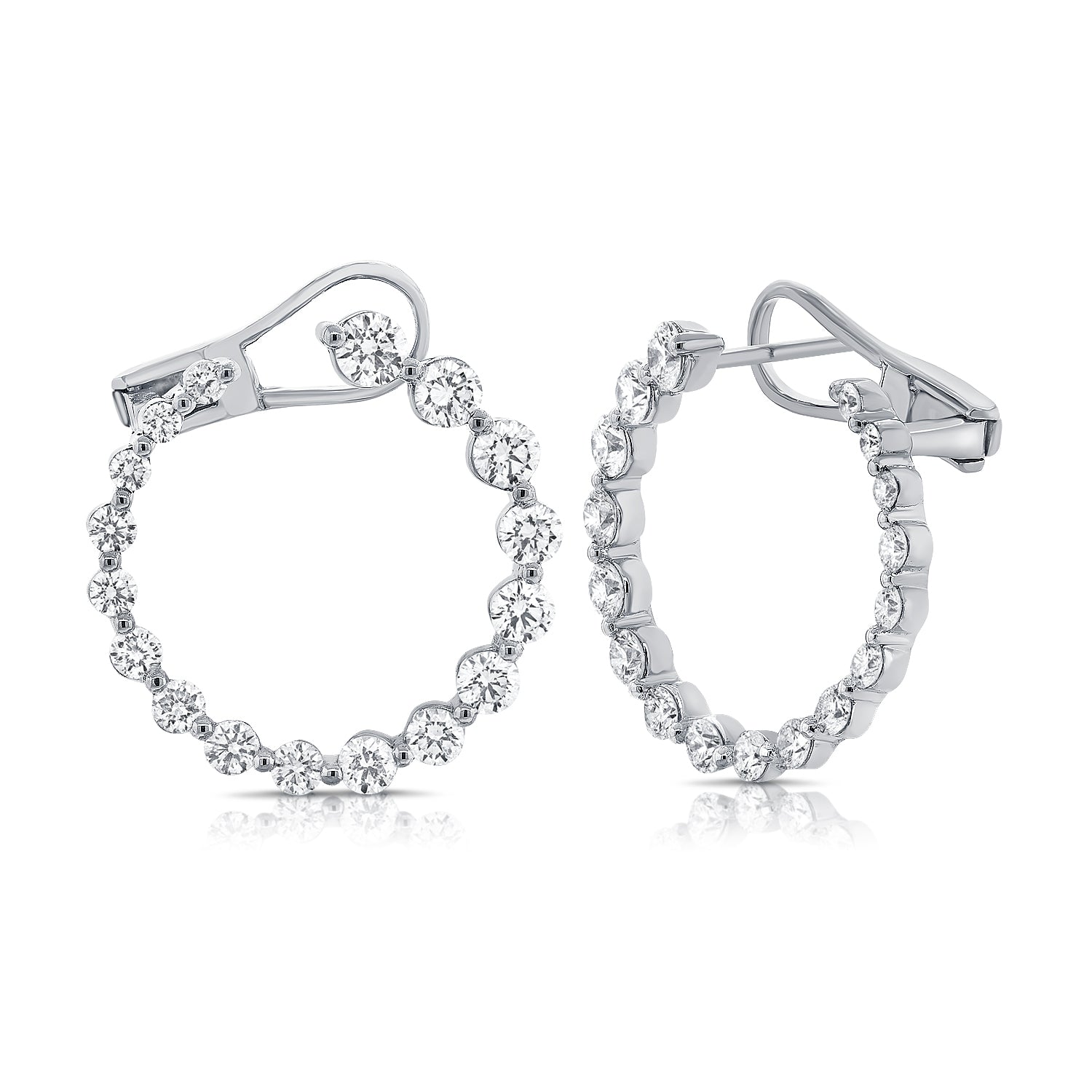 Diamond Circular Front-Facing Hoop Earrings