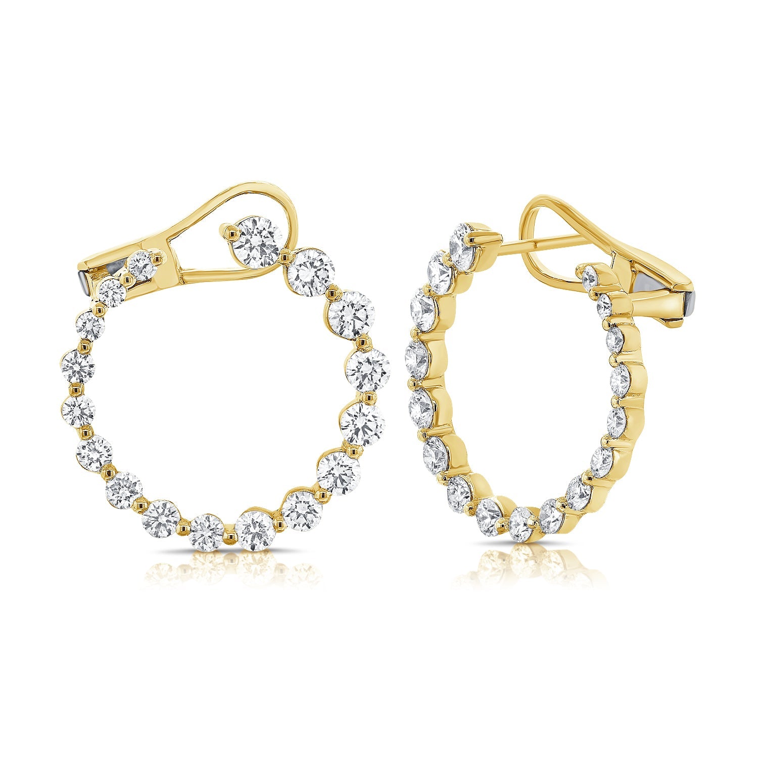 Diamond Circular Front-Facing Hoop Earrings