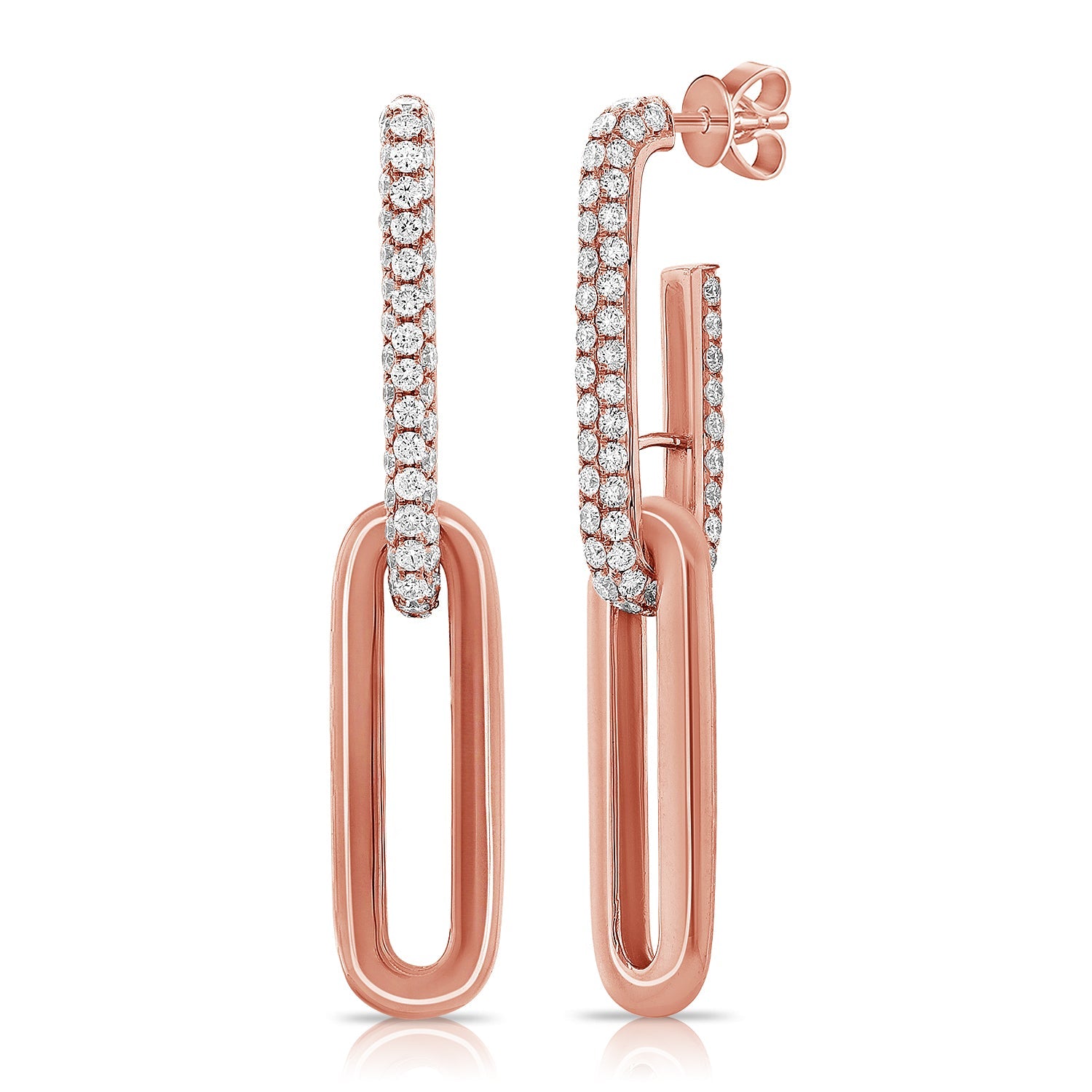 Diamond Link Paperclip Link Earrings