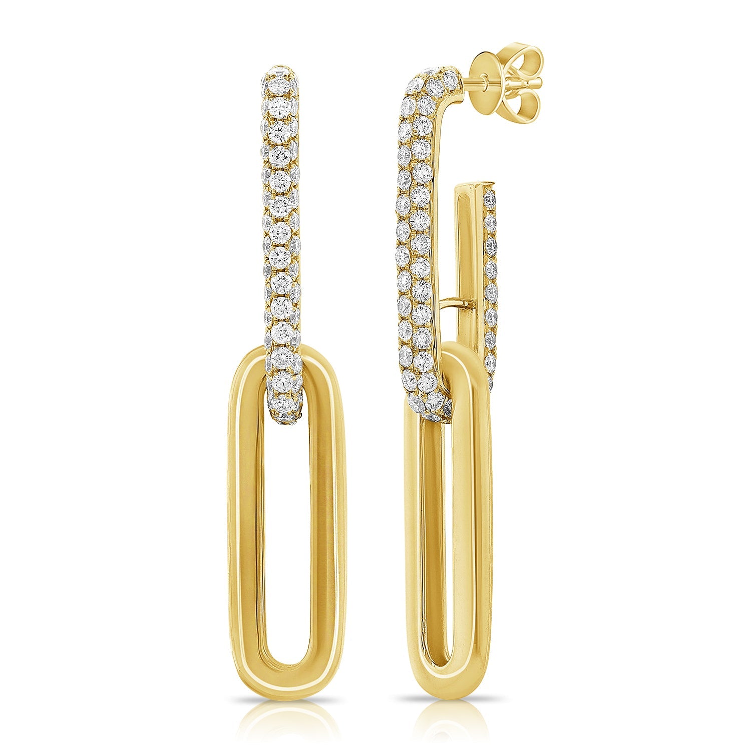Diamond Link Paperclip Link Earrings