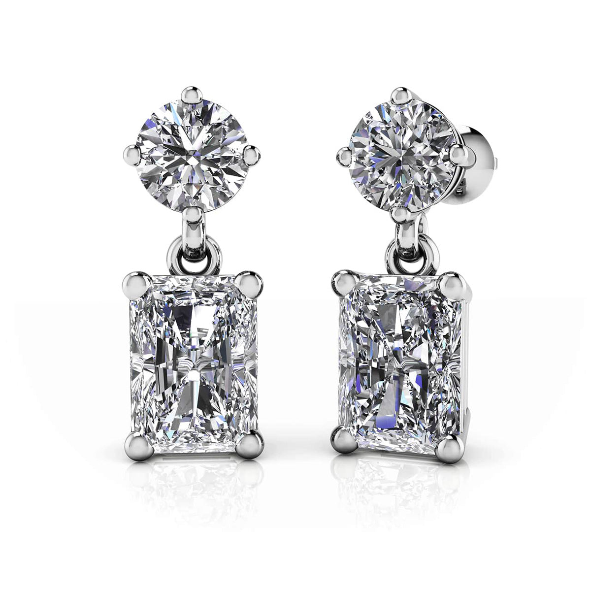 Modern Twist Emerald Cut Drop Earrings