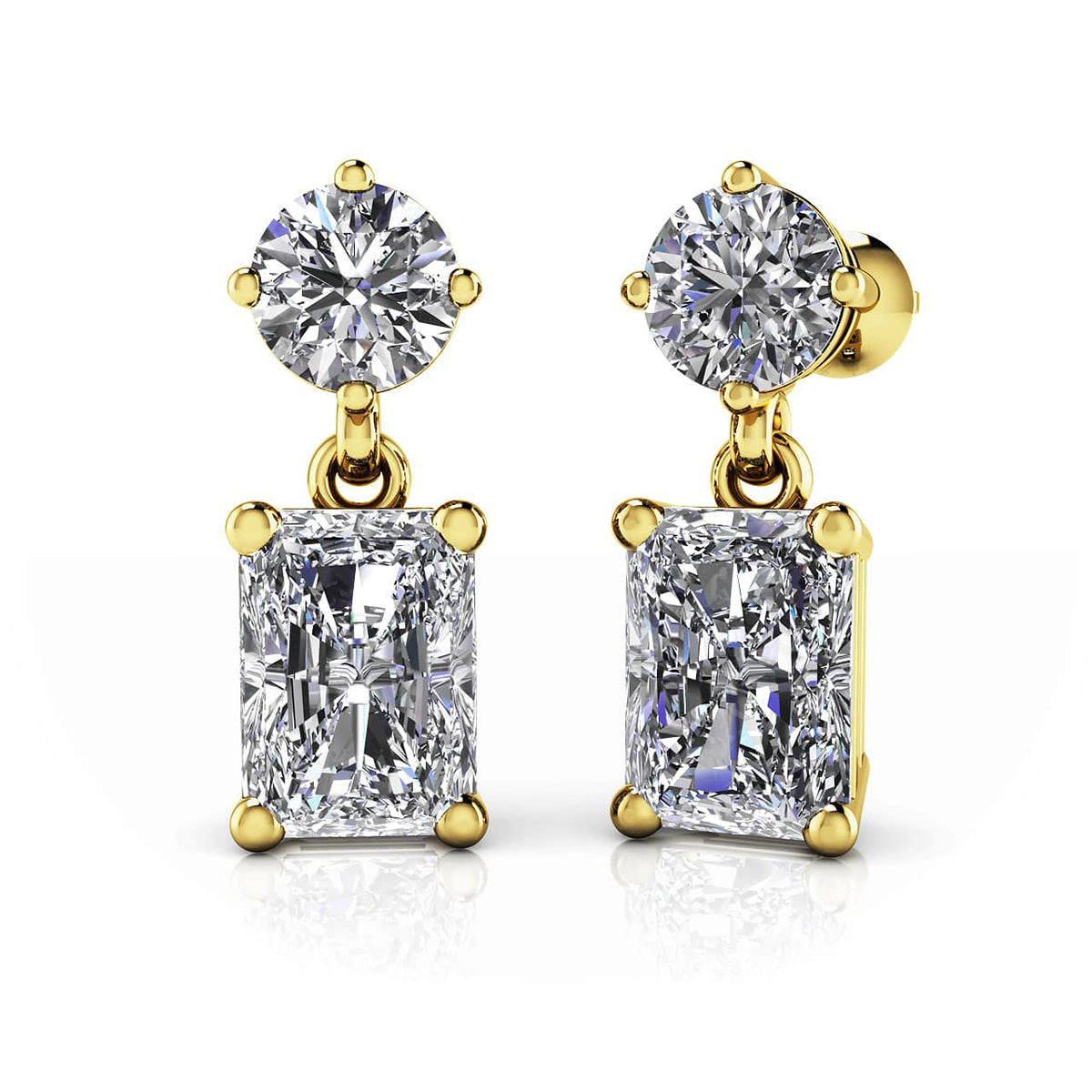 Modern Twist Emerald Cut Drop Earrings