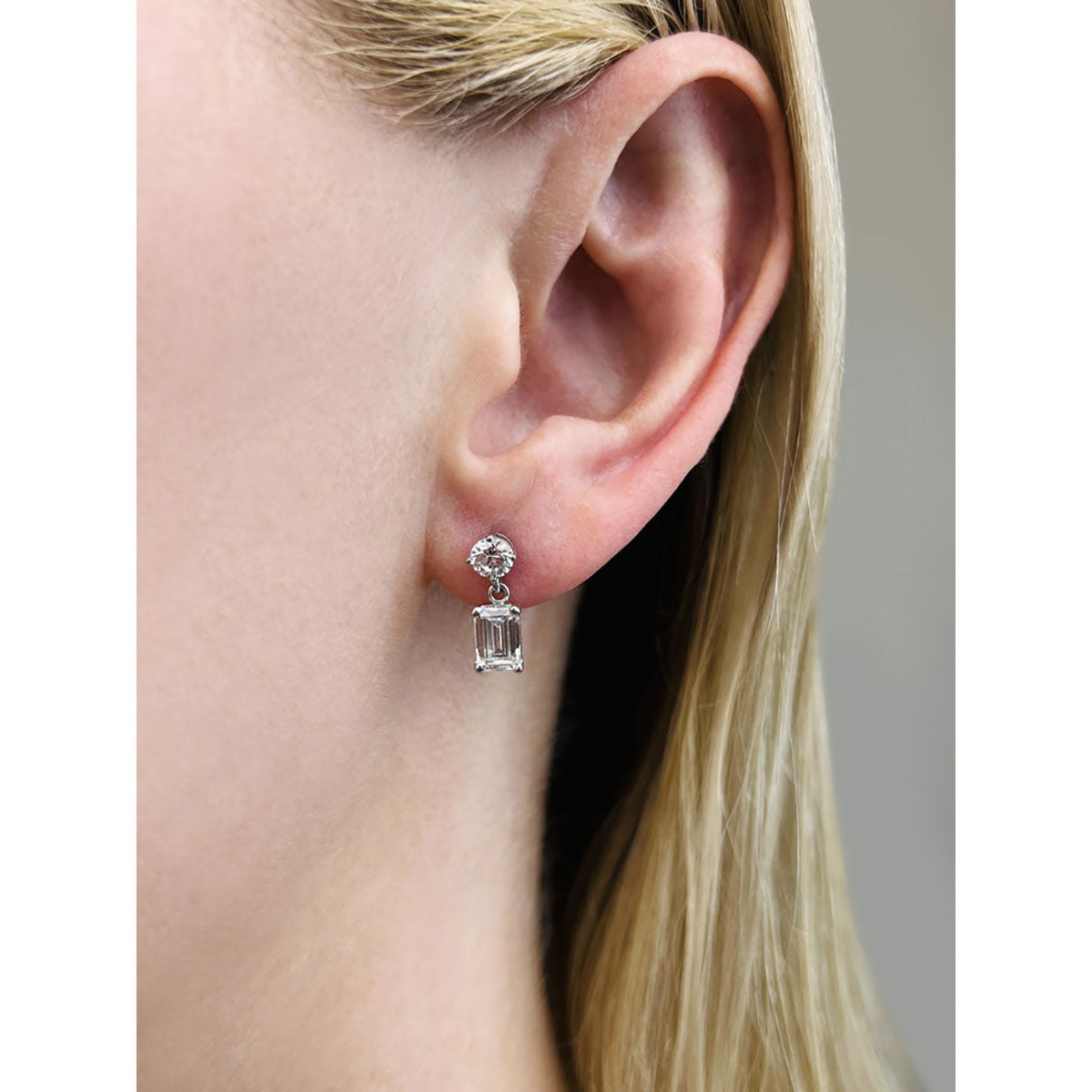 Modern Twist Emerald Cut Drop Earrings